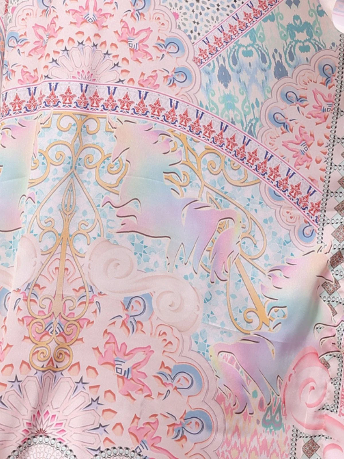 Odette Multicolor Satin Printed Kaftan For Women - Image 5