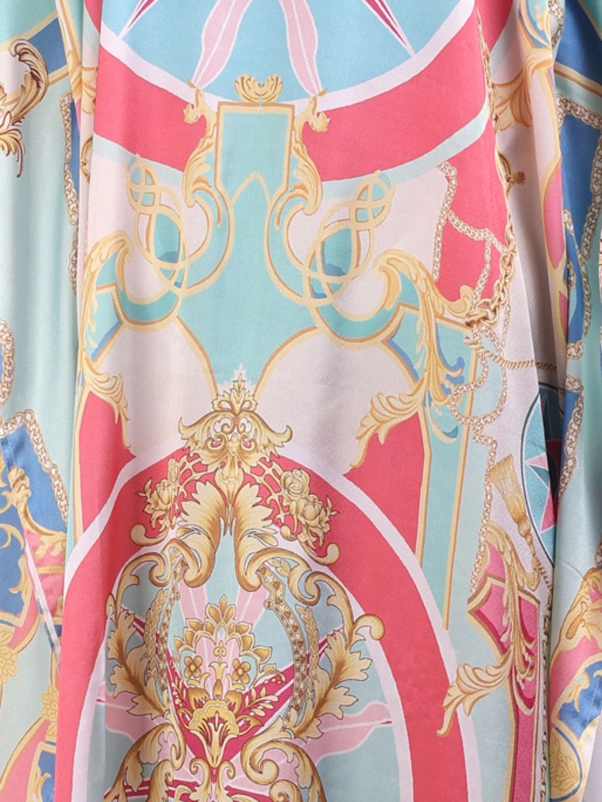 Odette Multicolor Satin Printed Kaftan For Women - Image 5