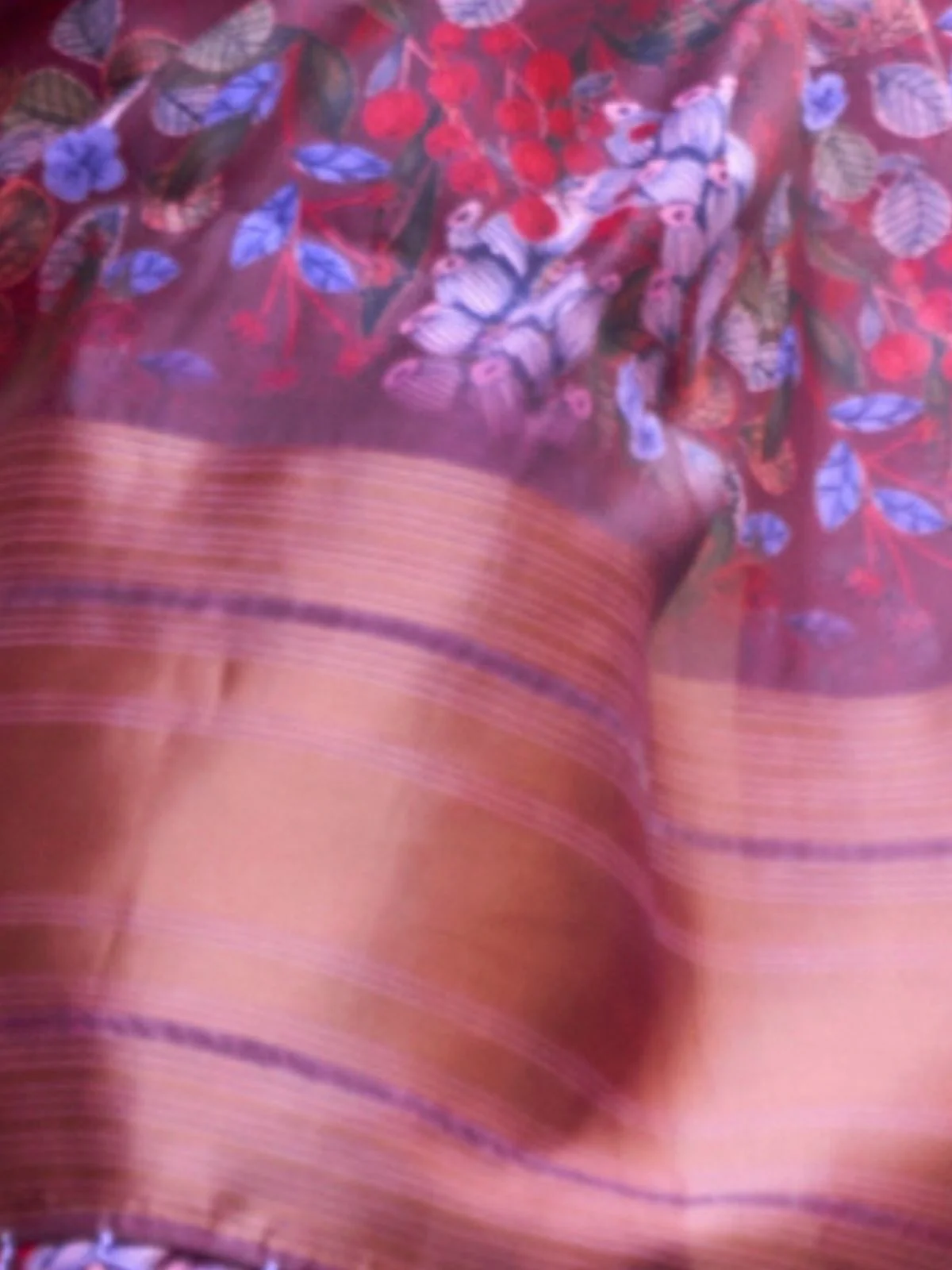 Odette Multicolor Satin Printed Saree With Unstitched Blouse For Women - Image 3