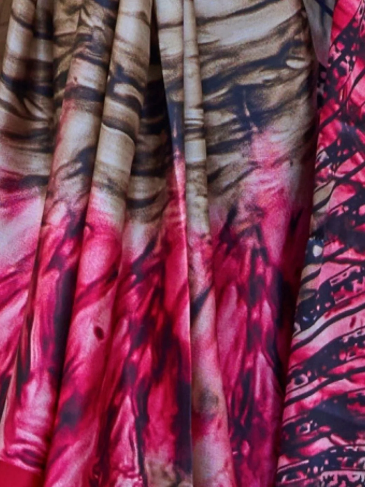 Odette Multicolor Satin Printed Saree With Unstitched Blouse For Women - Image 3