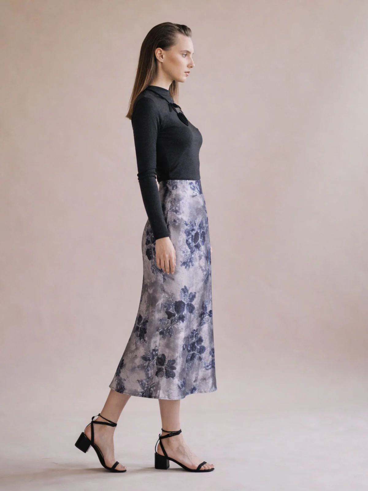 Odette Multicolor Satin Printed Skirt For Women - Image 2