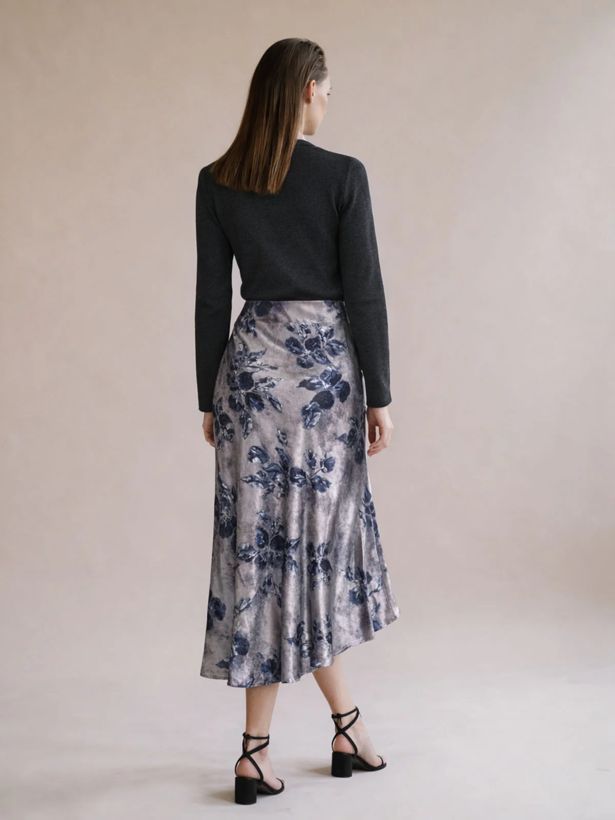 Odette Multicolor Satin Printed Skirt For Women - Image 3