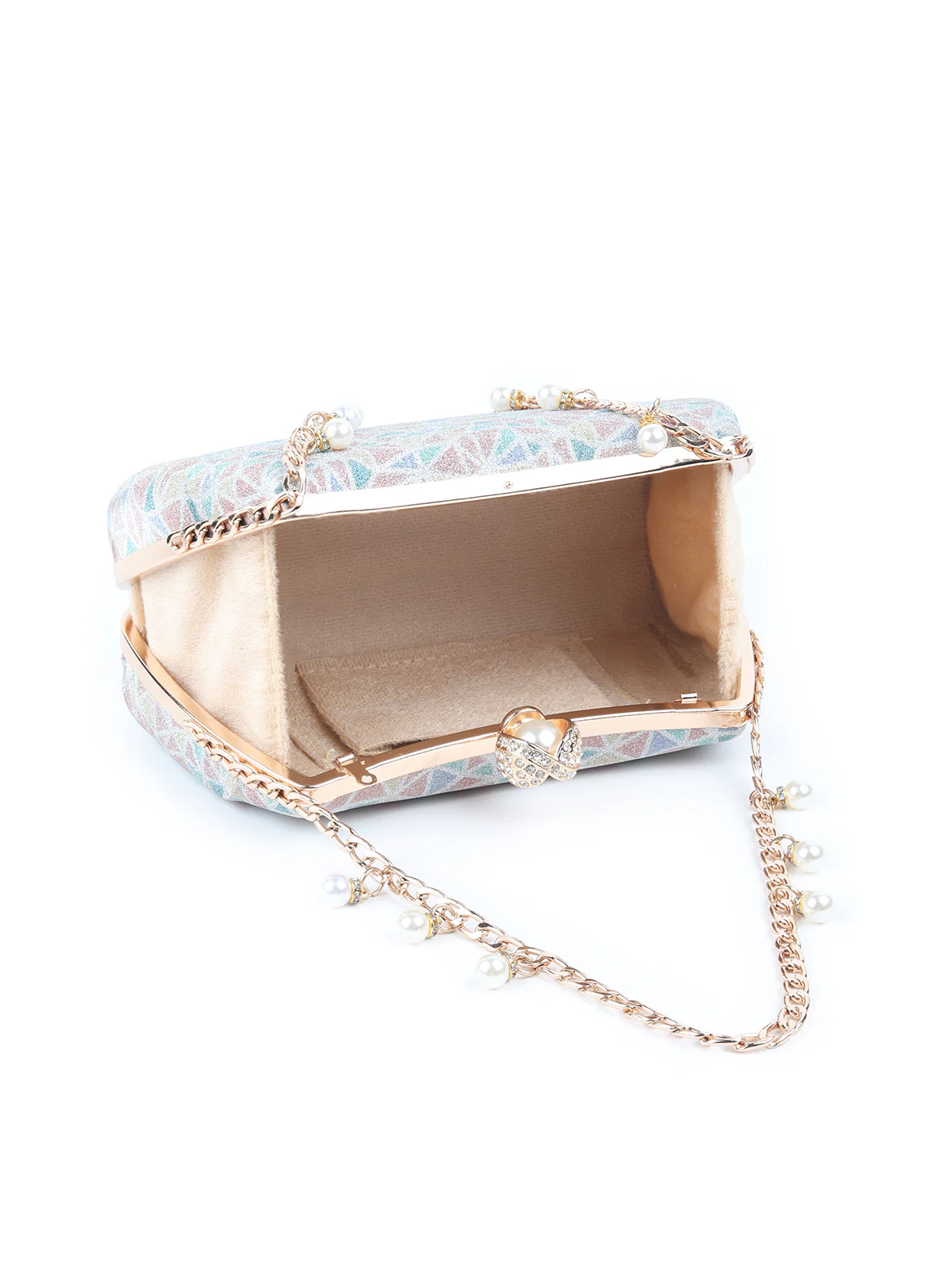 Odette Multicolor Shimmer Printed Clutch for Women - Image 6