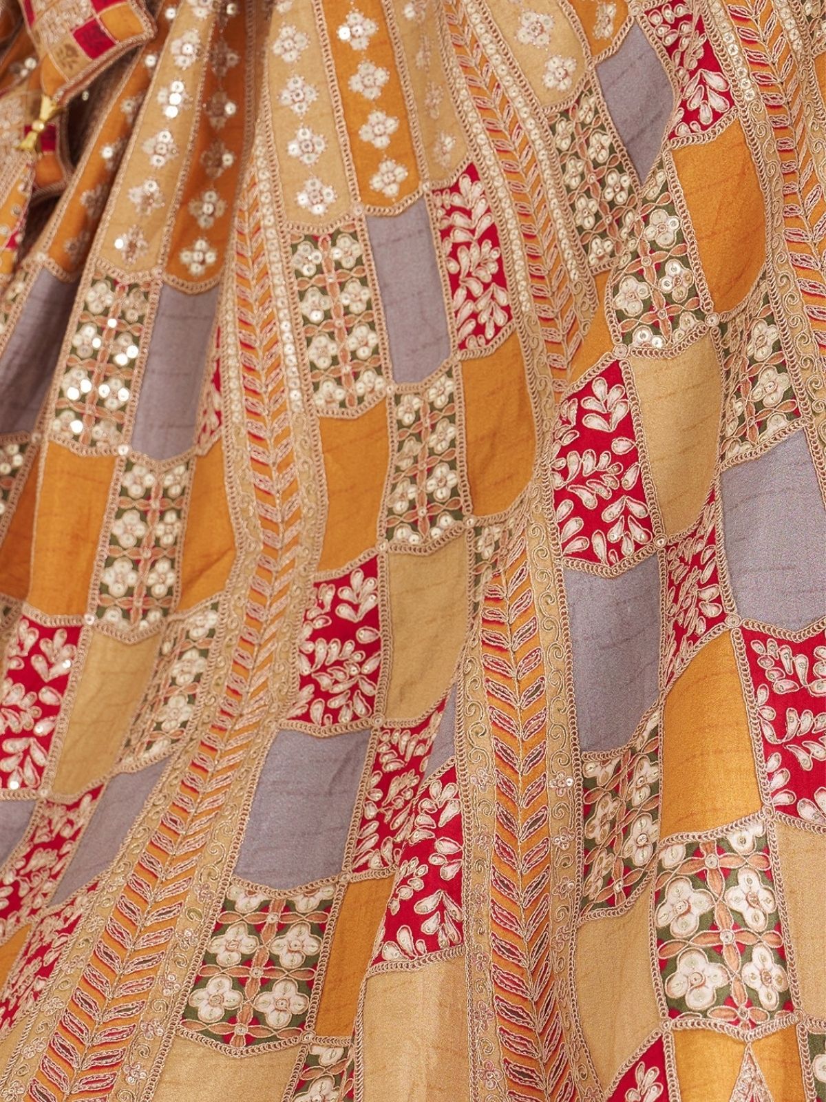 Odette Multicolor Silk Blend Embroidered Semi-Stitched Lehenga For Women - Image 6