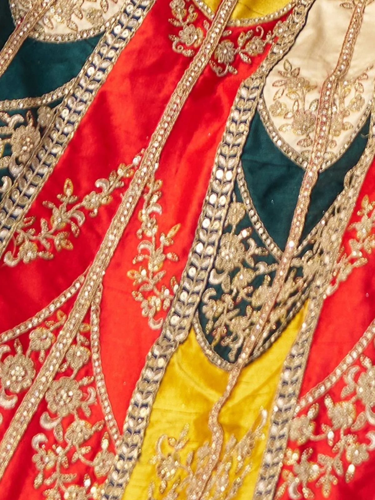 Odette Multicolor Silk Blend Embroidered Semi-Stitched Lehenga For Women - Image 6