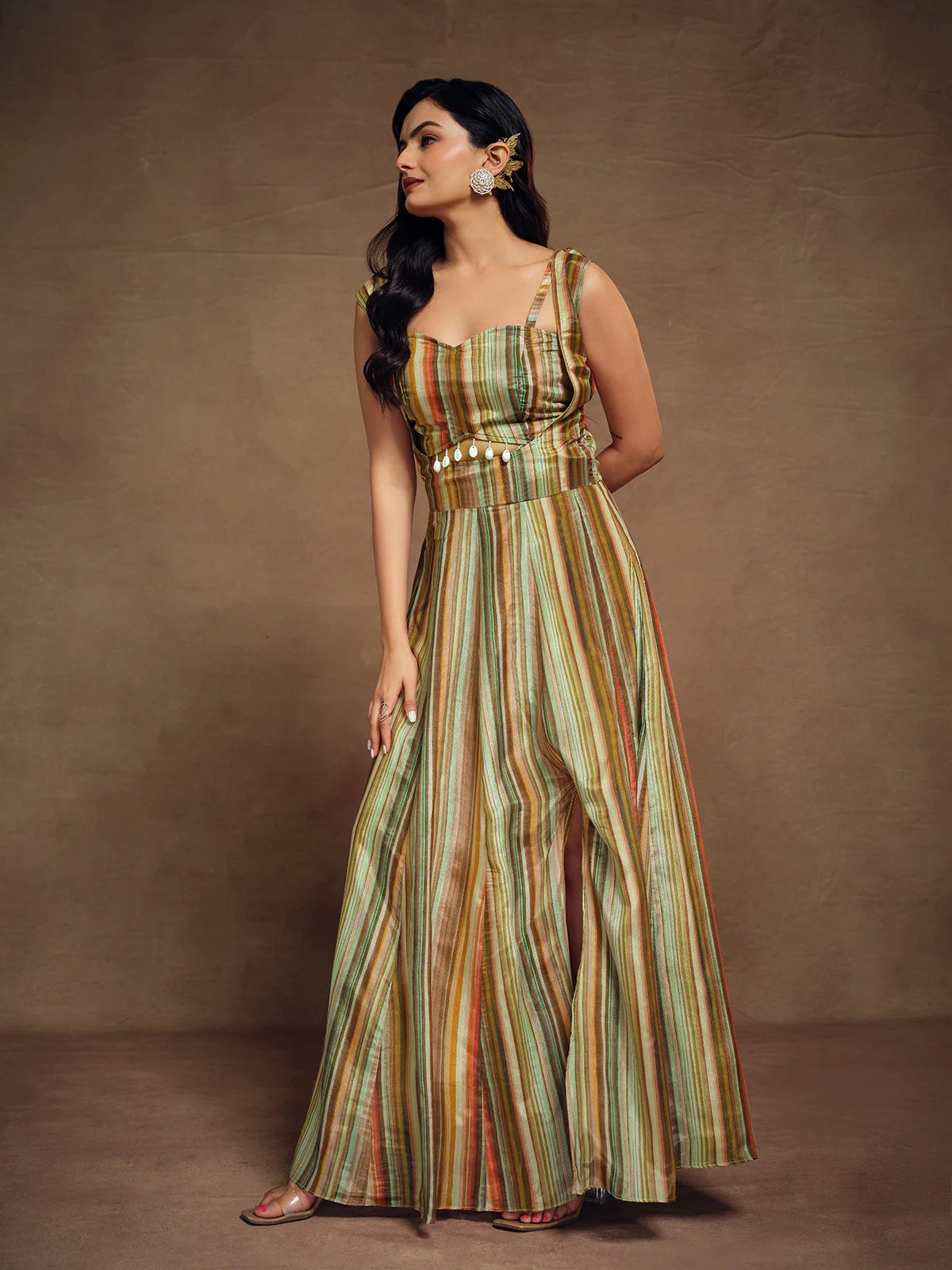 Odette Multicolor Silk Blend Printed Indo Western Co ord Set For Women - Image 2