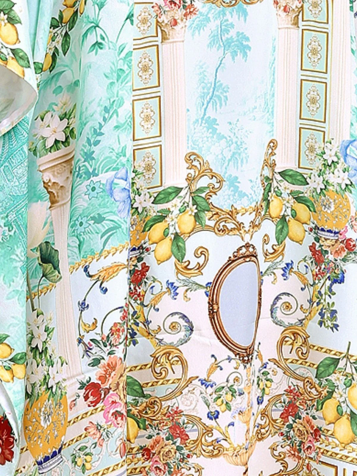 Odette Multicolor Silk Blend Printed Kaftan For Women - Image 5