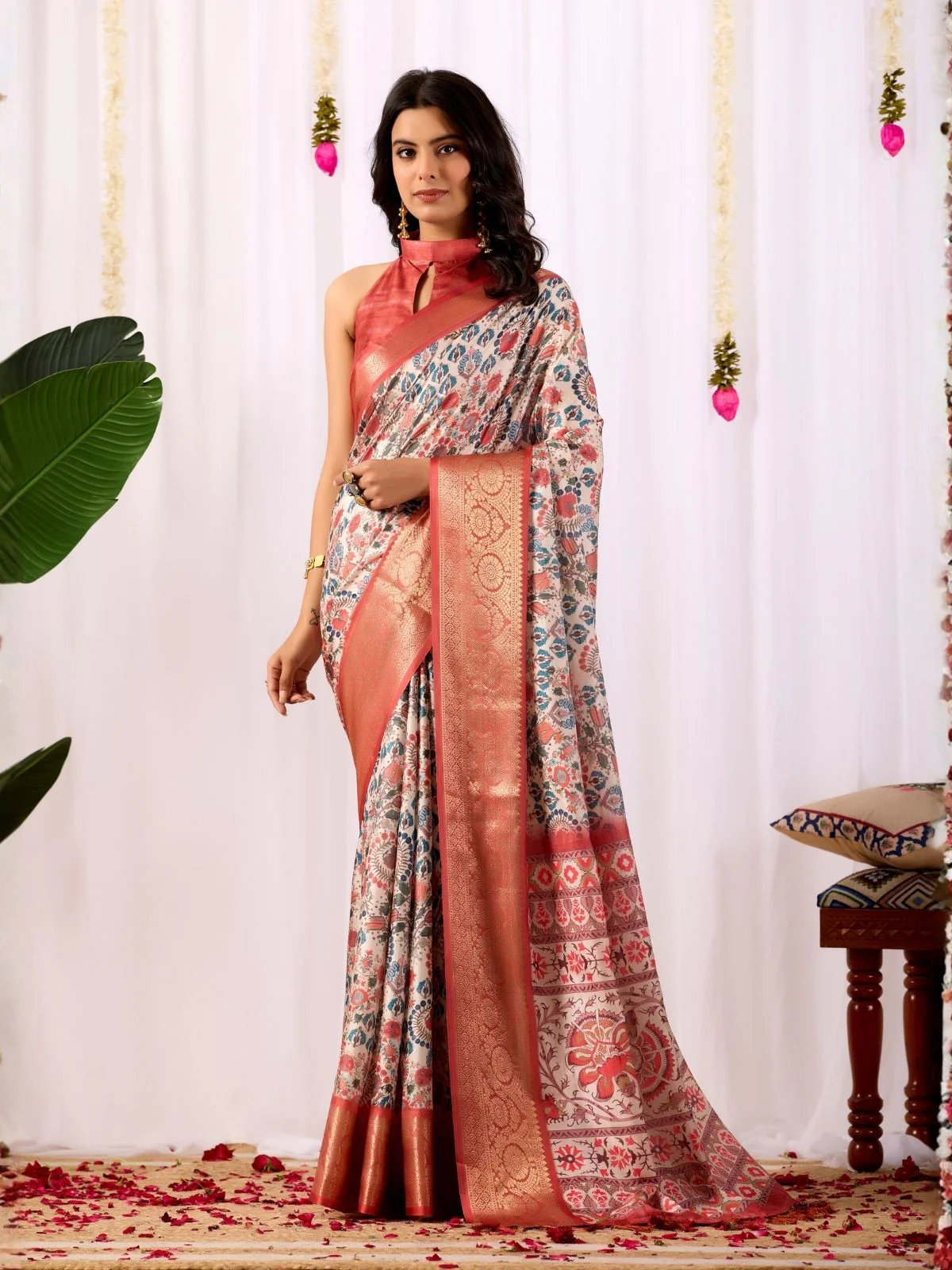 Odette Multicolor Silk Blend Printed Saree For Women