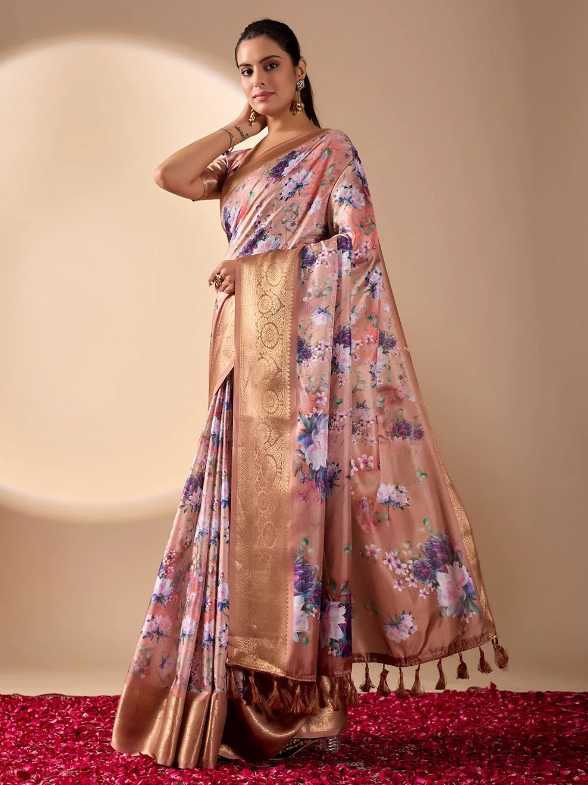 Odette Multicolor Silk Blend Printed Saree For Women - Image 2