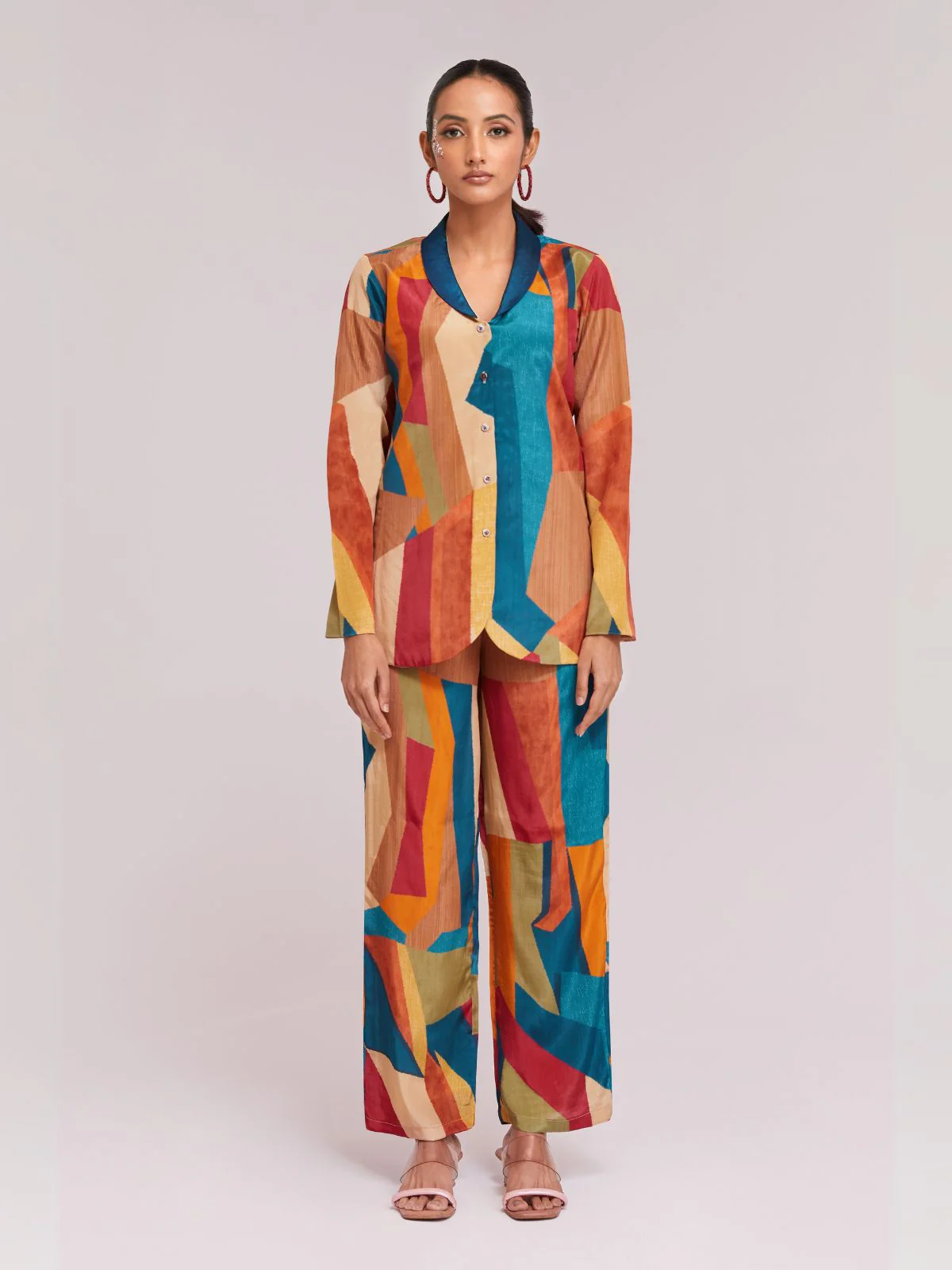 Odette Multicolor Silk Blend Printed Co-Ord Set For Women