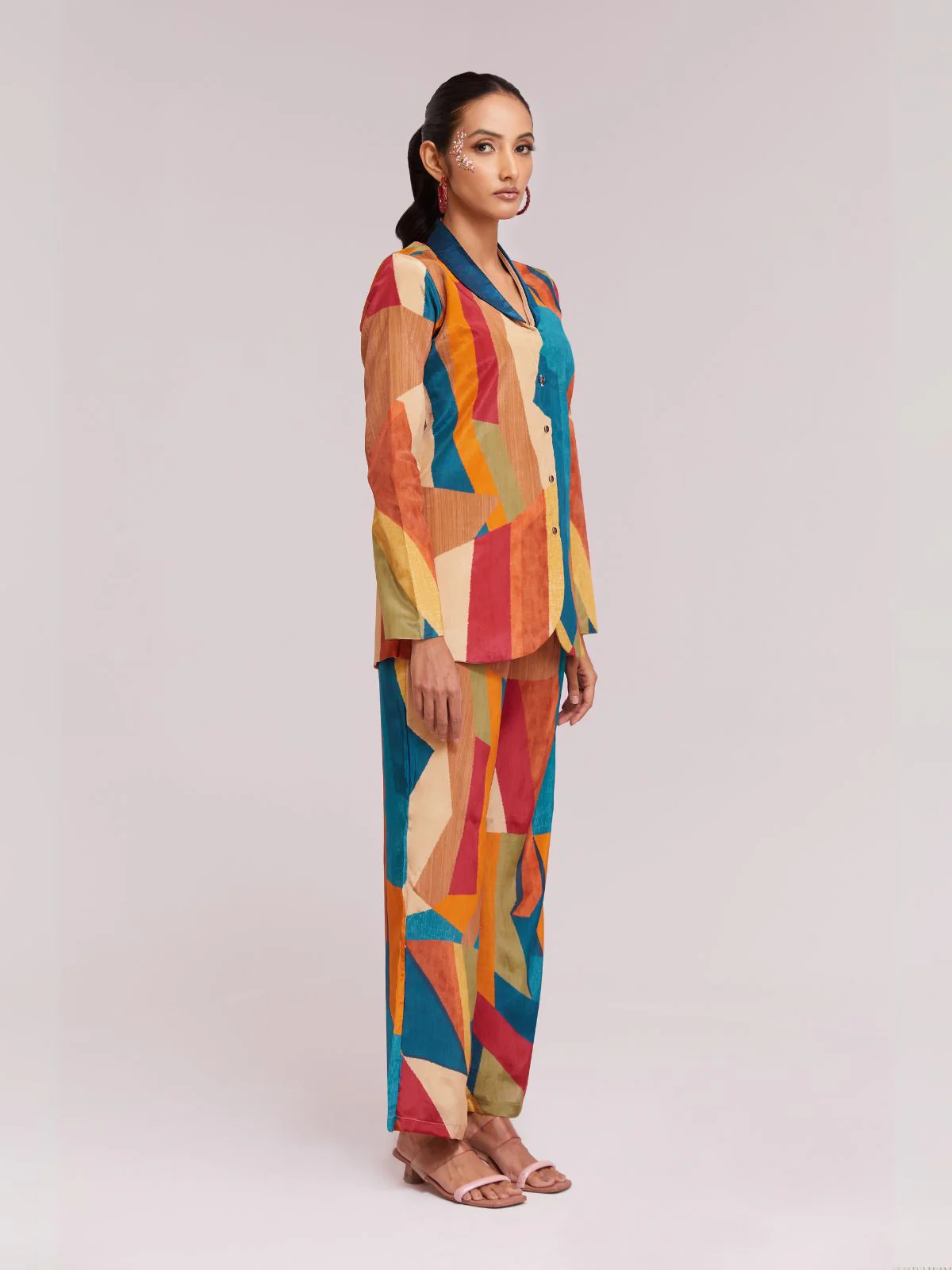 Odette Multicolor Silk Blend Printed Co-Ord Set For Women - Image 3