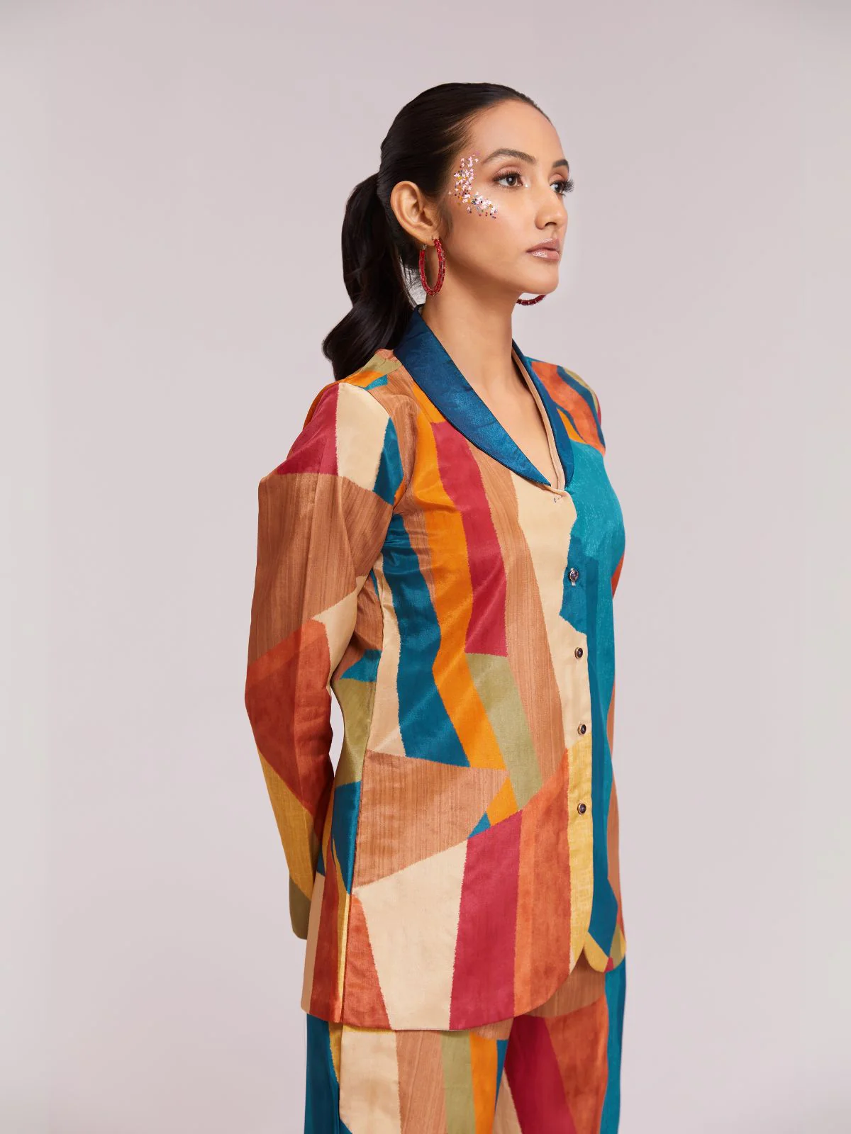 Odette Multicolor Silk Blend Printed Co-Ord Set For Women - Image 7