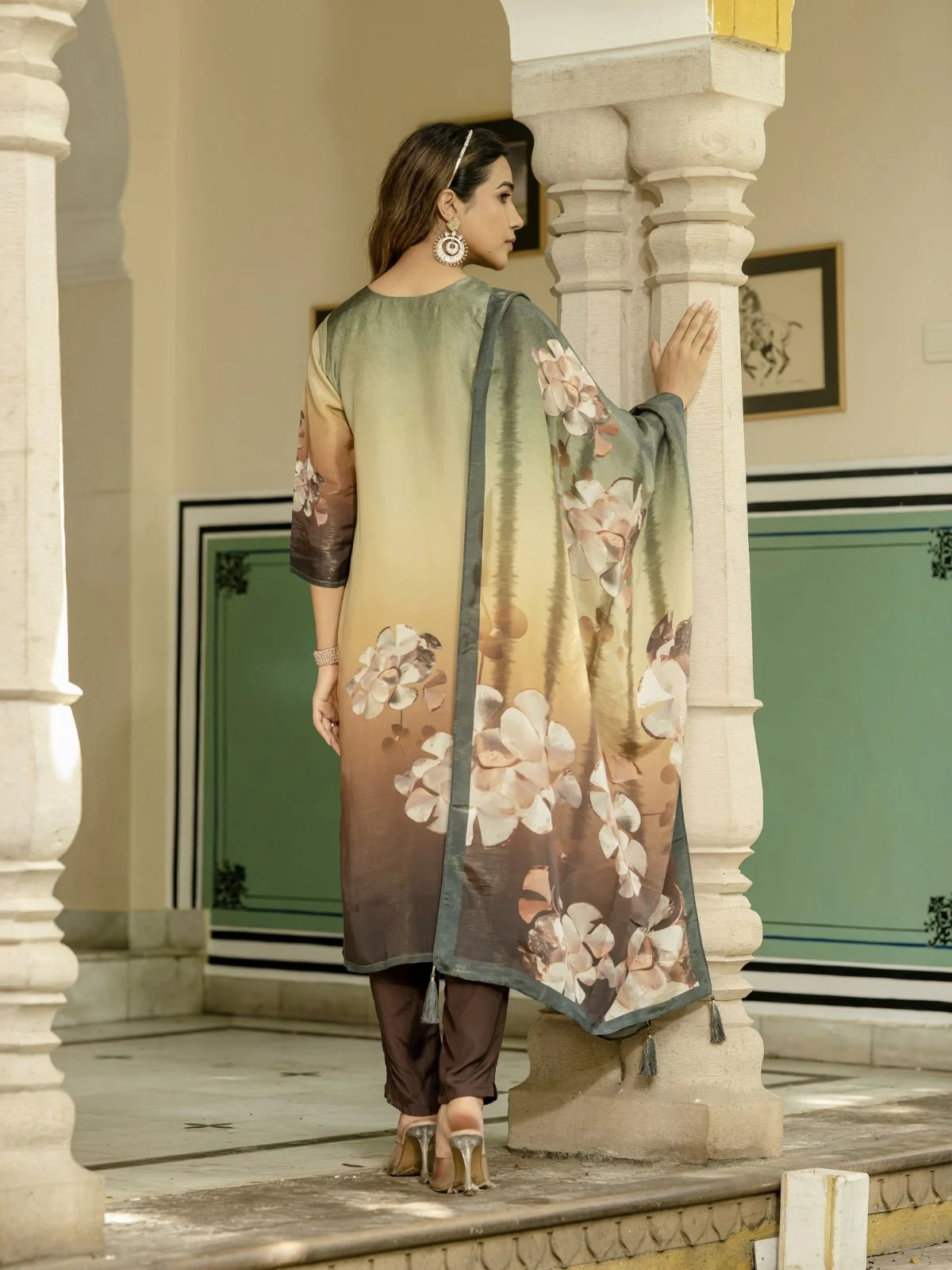 Odette Multicolor Silk Blend Printed Stitched Kurta Set For Women - Image 2