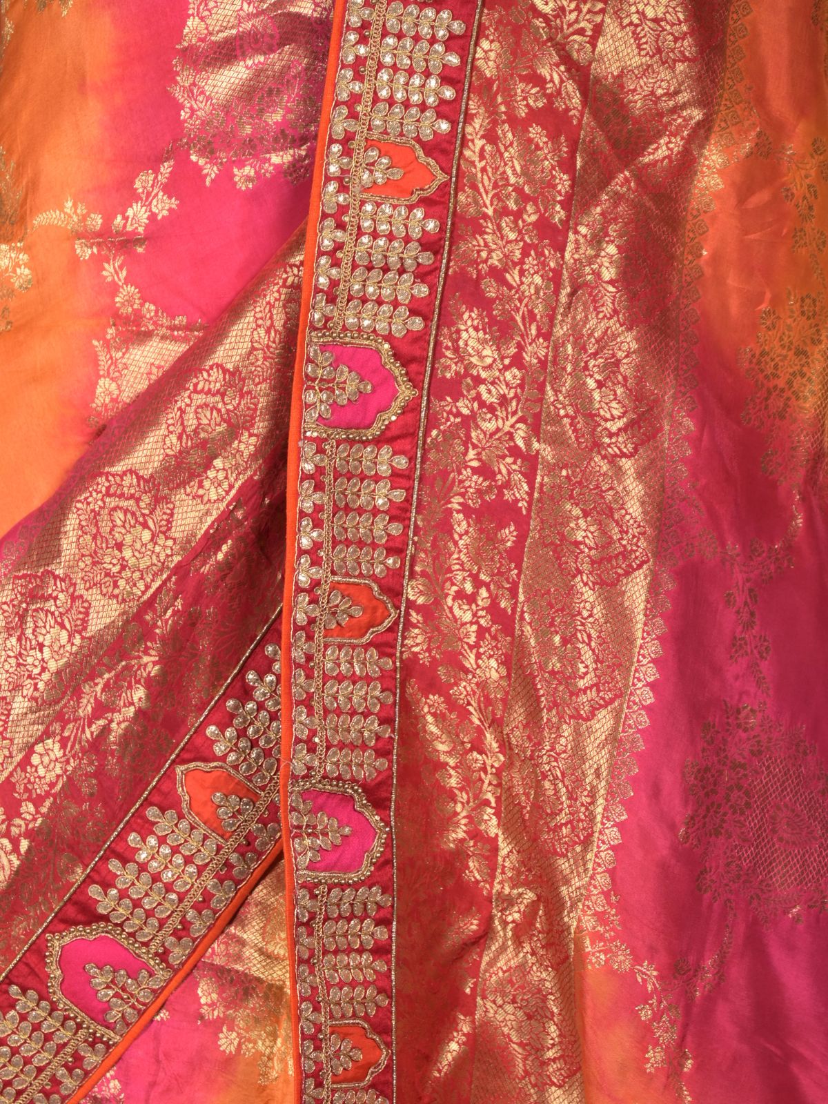 Odette Multicolor Silk Blend Woven Embroidered Saree with Unstitched Blouse for Women - Image 5