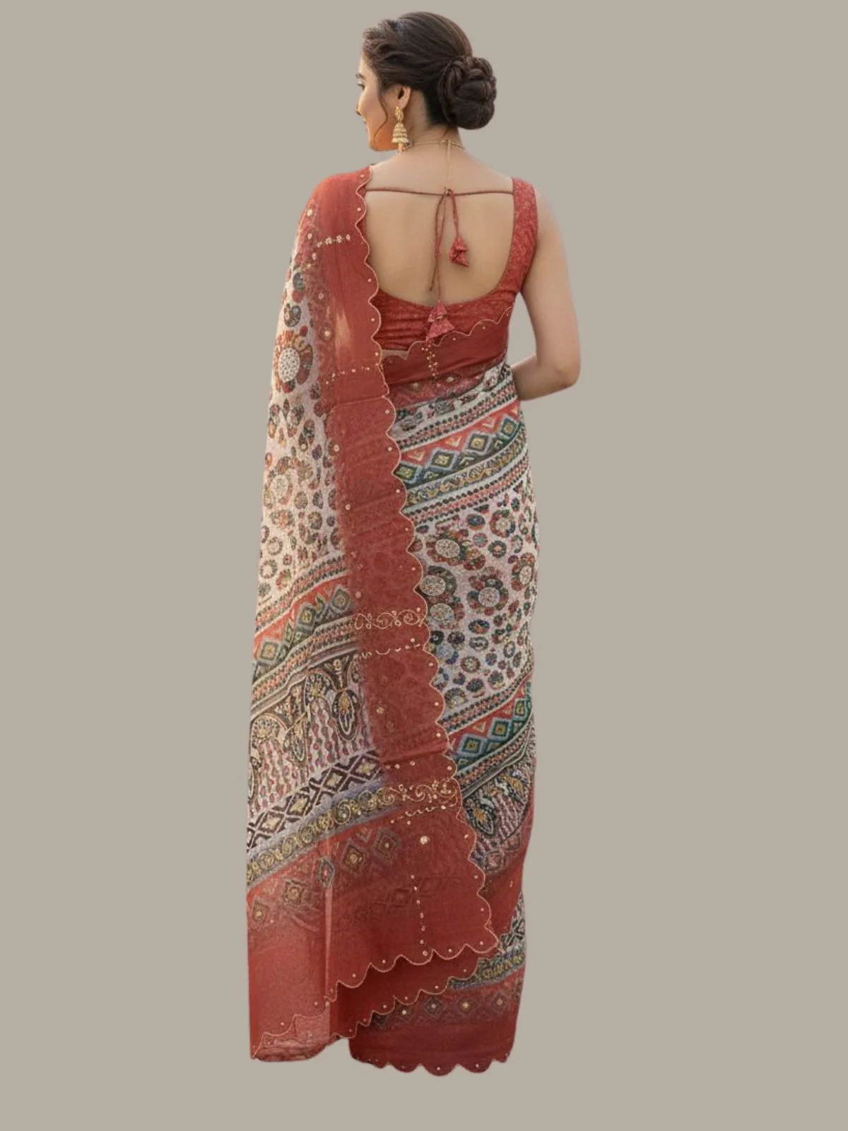 Odette Multicolor Silk Printed Saree For Women - Image 3