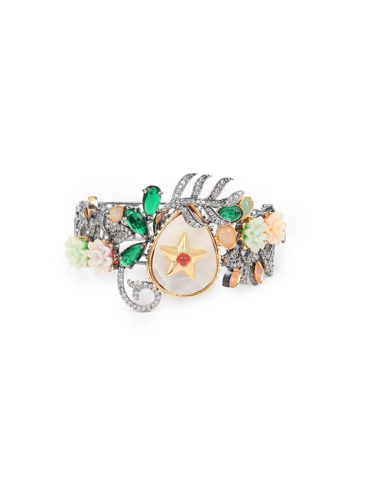 Odette Multicolor Silver Plated Artificial stone Bracelets For Women - Image 3