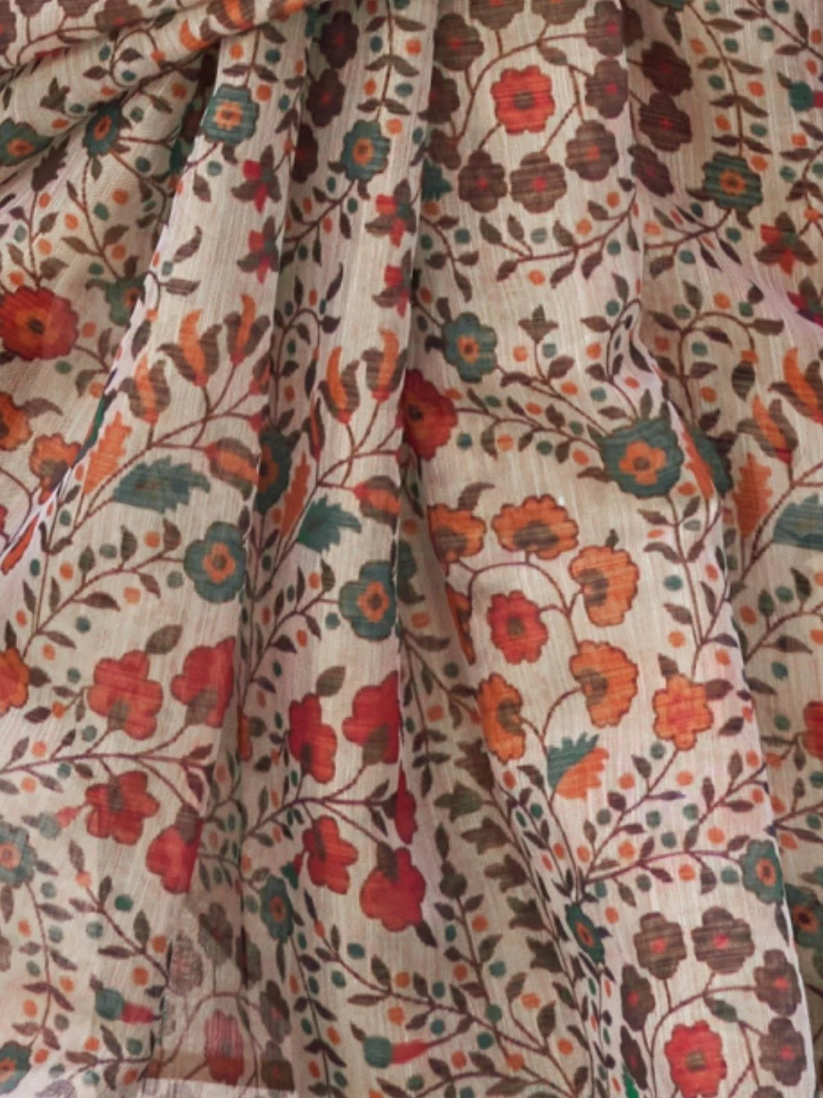 Odette Multicolor Tissue Printed Saree With Unstitched Blouse For Women - Image 3