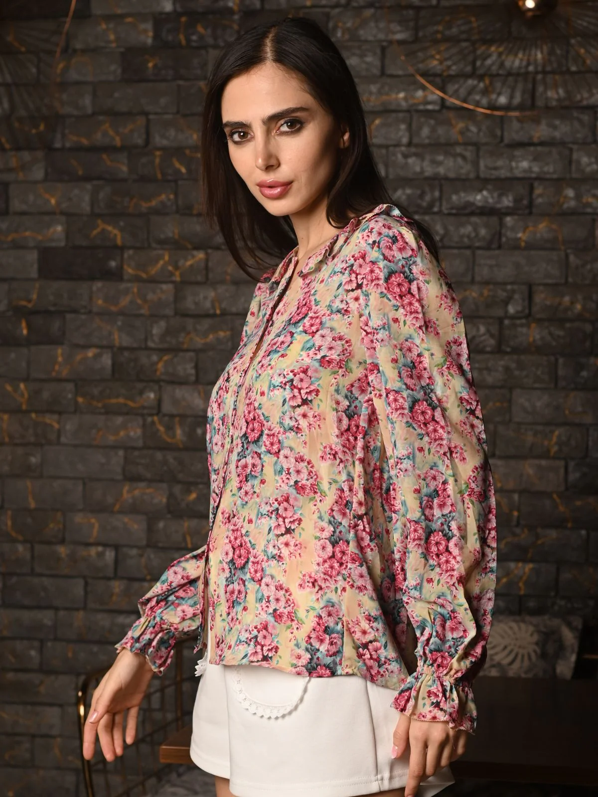 Odette Multicolor Viscose Printed Top For Women - Image 4