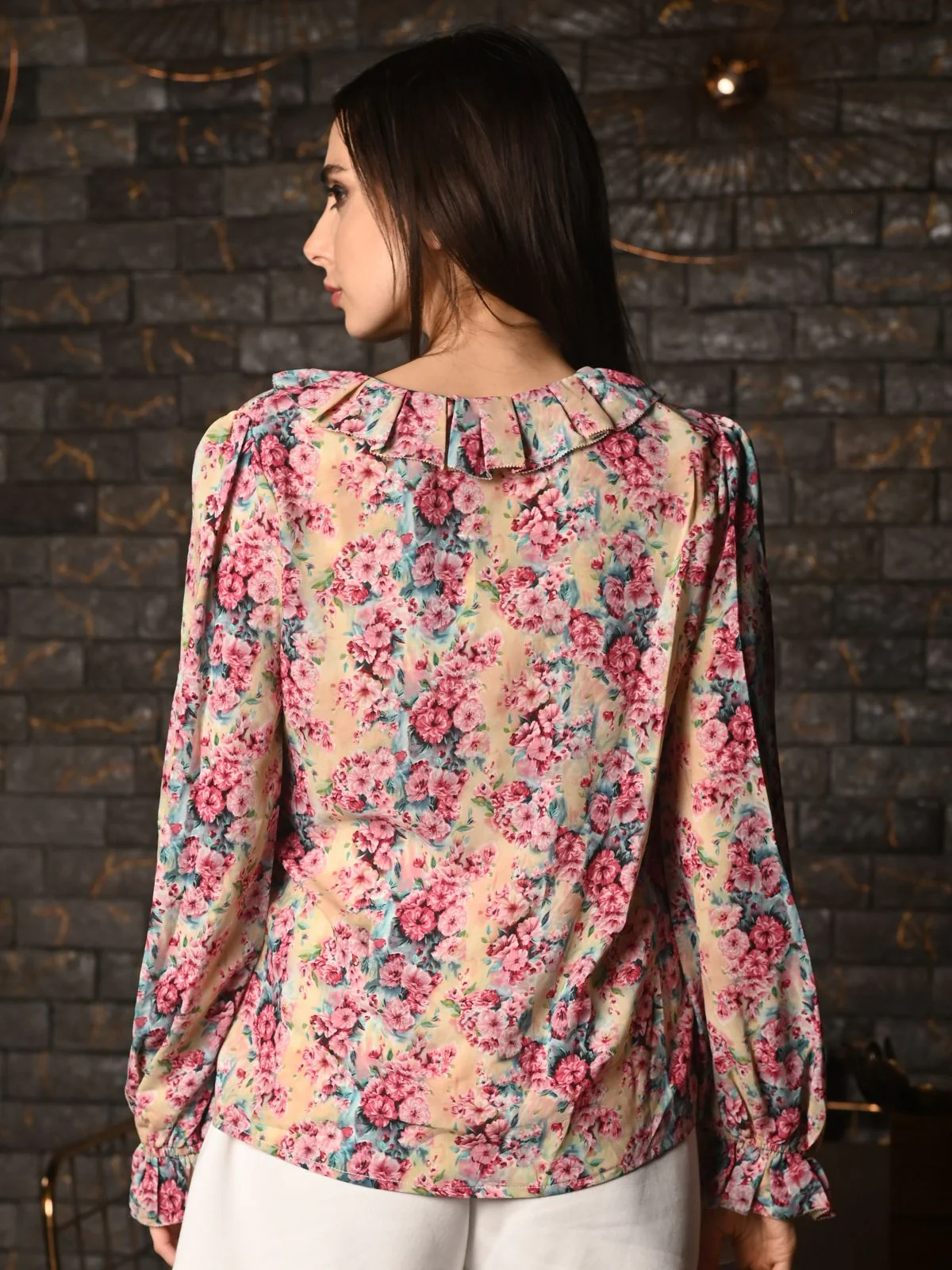 Odette Multicolor Viscose Printed Top For Women - Image 6