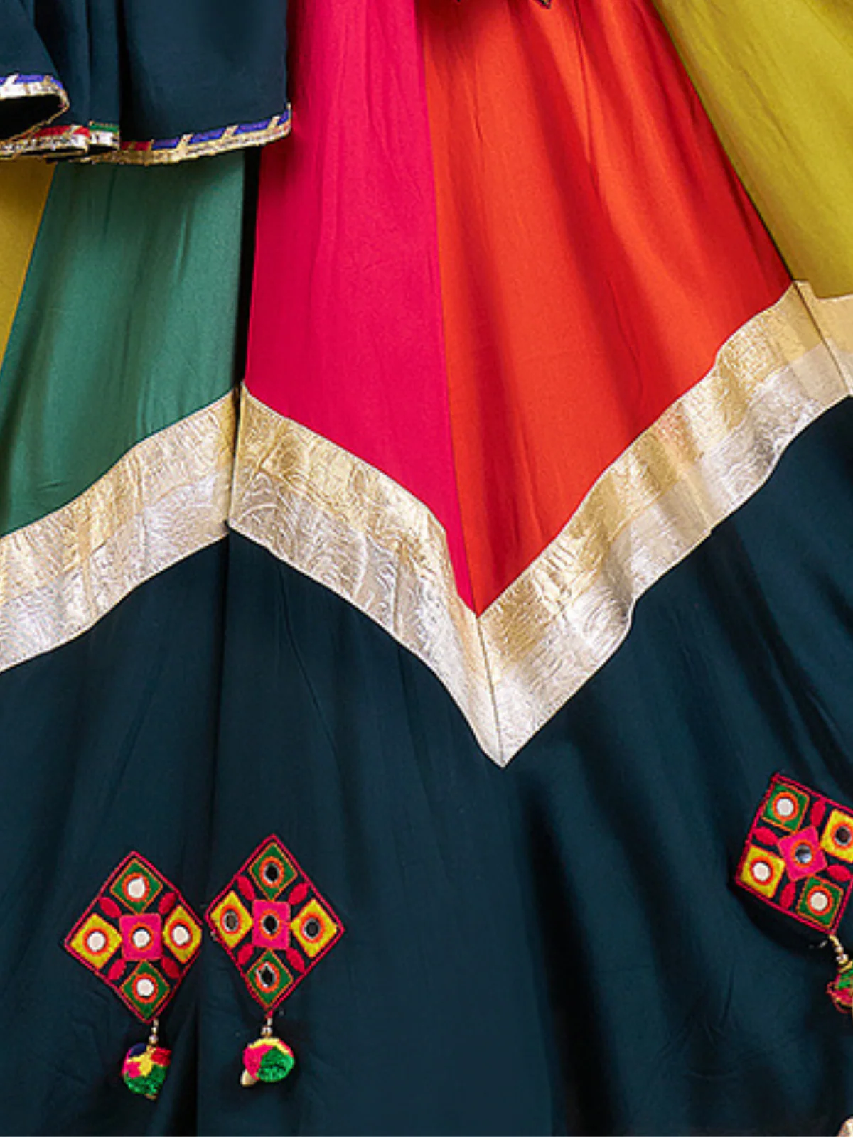 Odette Multicolor Viscose Cotton Embroidered Semi-Stitched Lehenga Choli For Women - Image 5