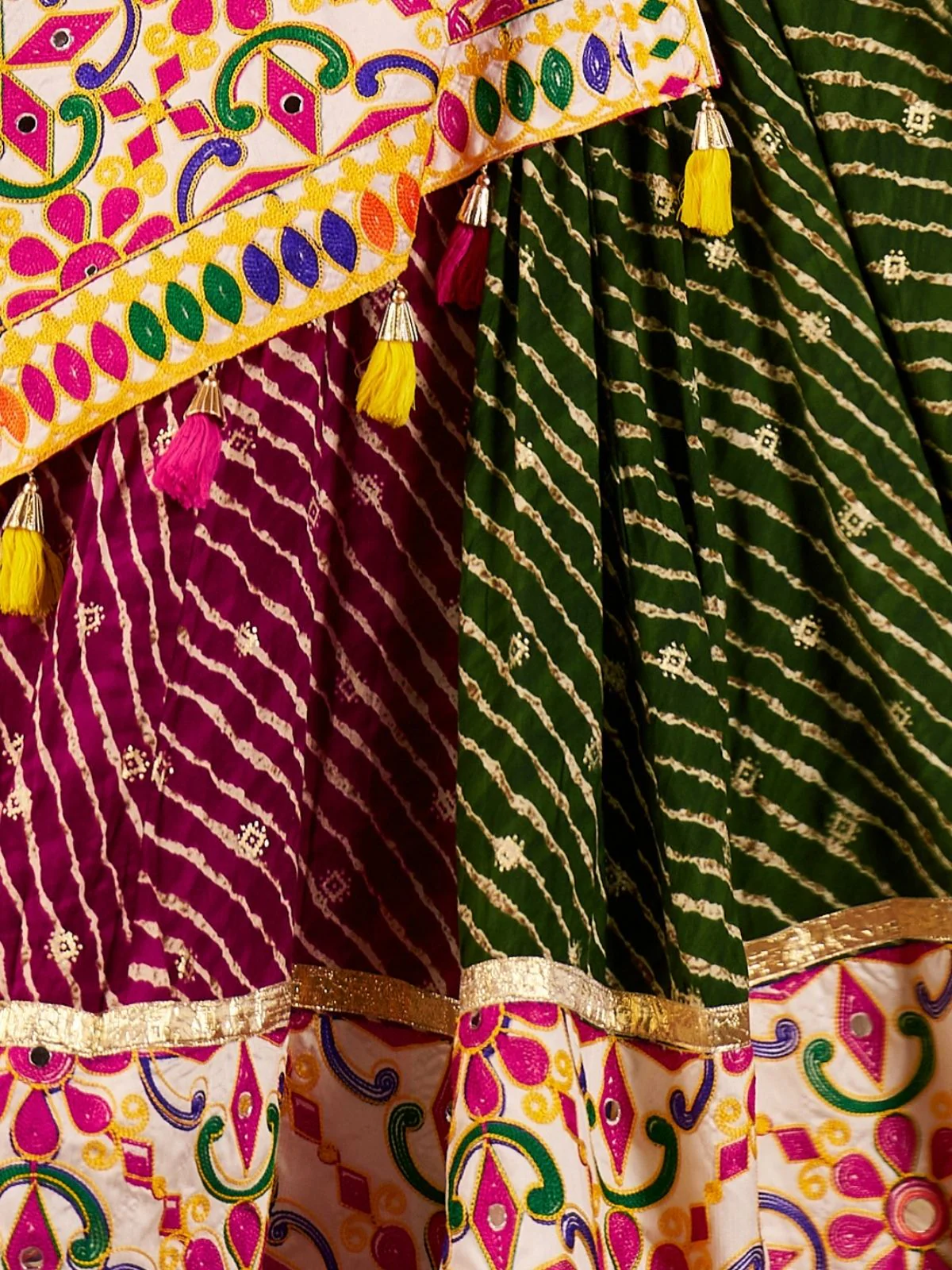Odette Multicolor Viscose Cotton Semi-Stitched lehenga With Stunning Tassels For Women - Image 7