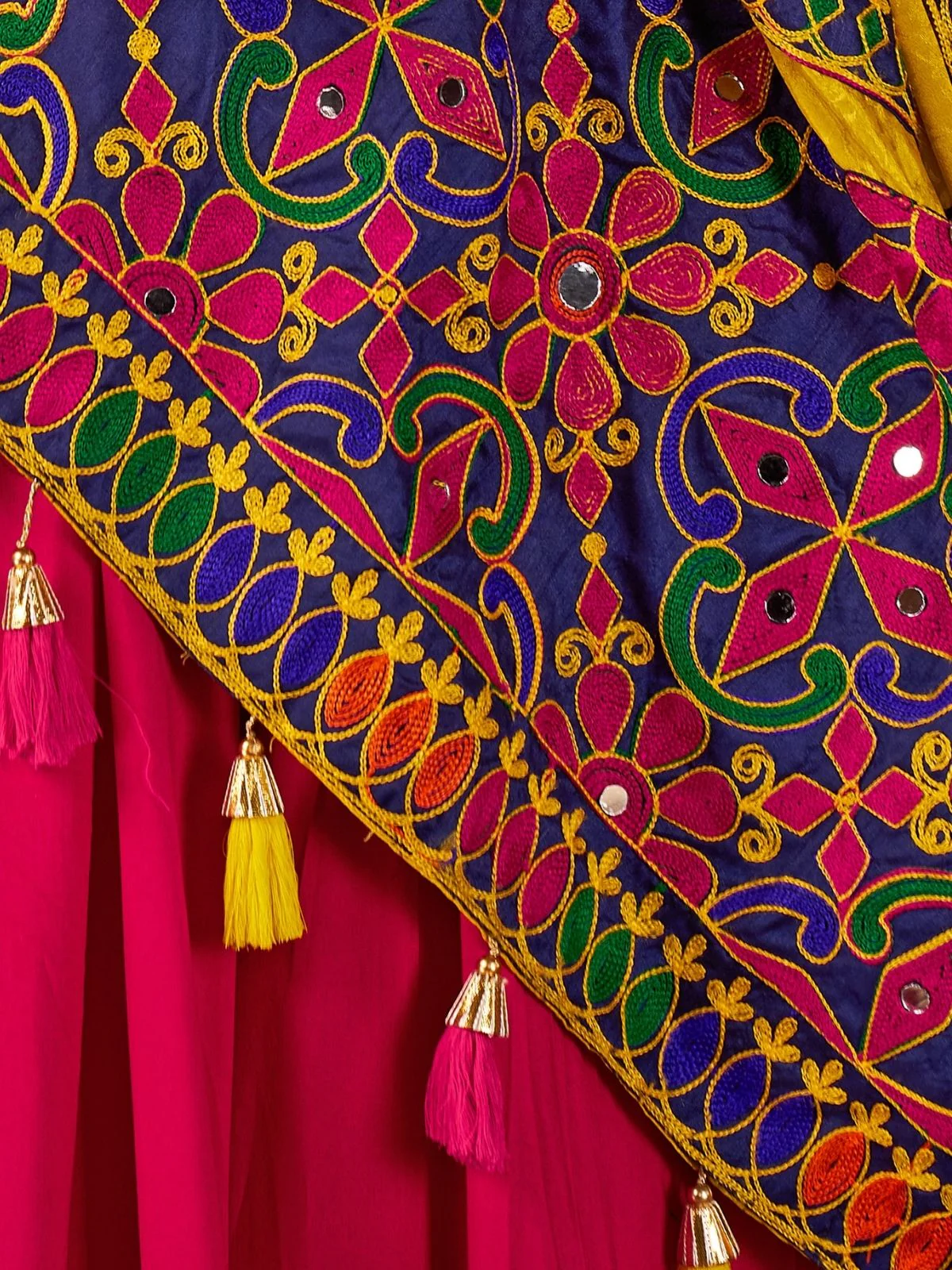 Odette Multicolor Viscose Cotton Semi-Stitched lehenga With Stunning Tassels For Women - Image 7