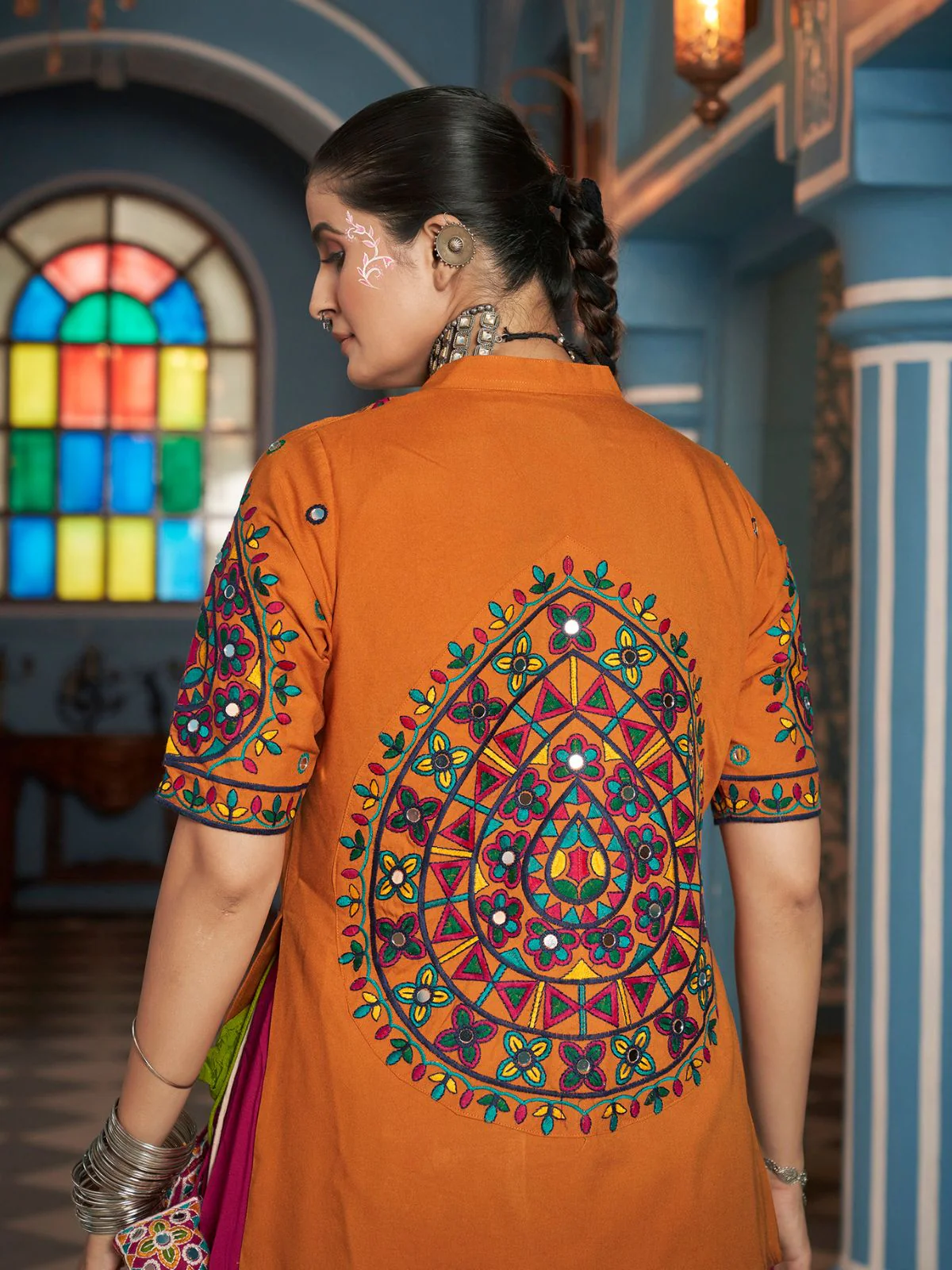 Odette Multicolor Viscose Rayon Embroidered Stitched Lehenga Set For Women - Image 5