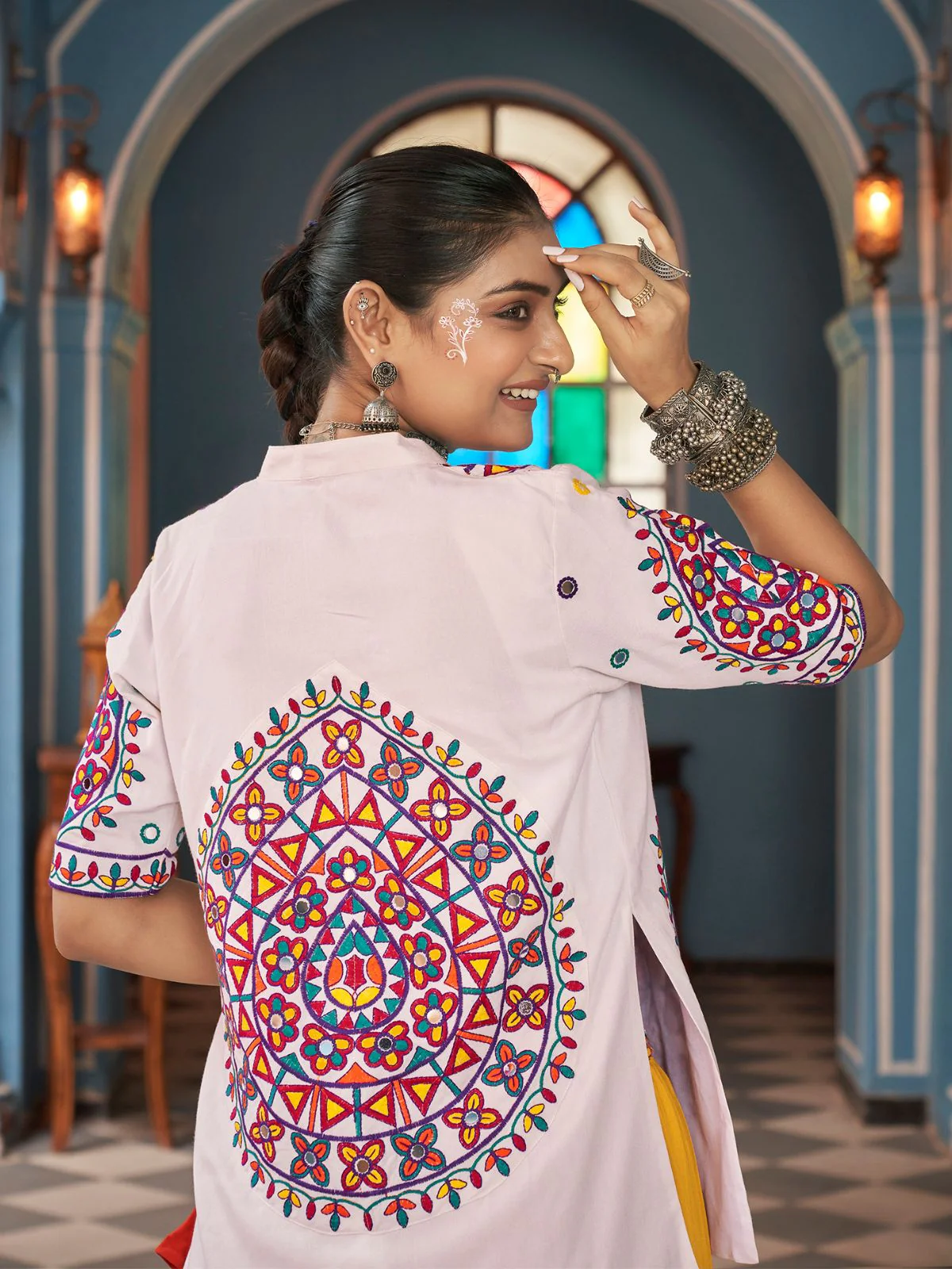 Odette Multicolor Viscose Rayon Stitched Lehenga Set For Women - Image 5