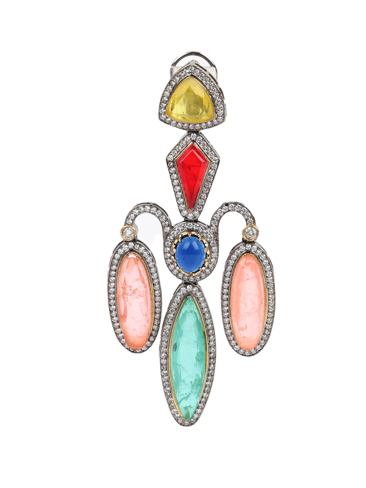 Odette Multicolor Zircon Silver Plated Dangler Earrings For Women - Image 6