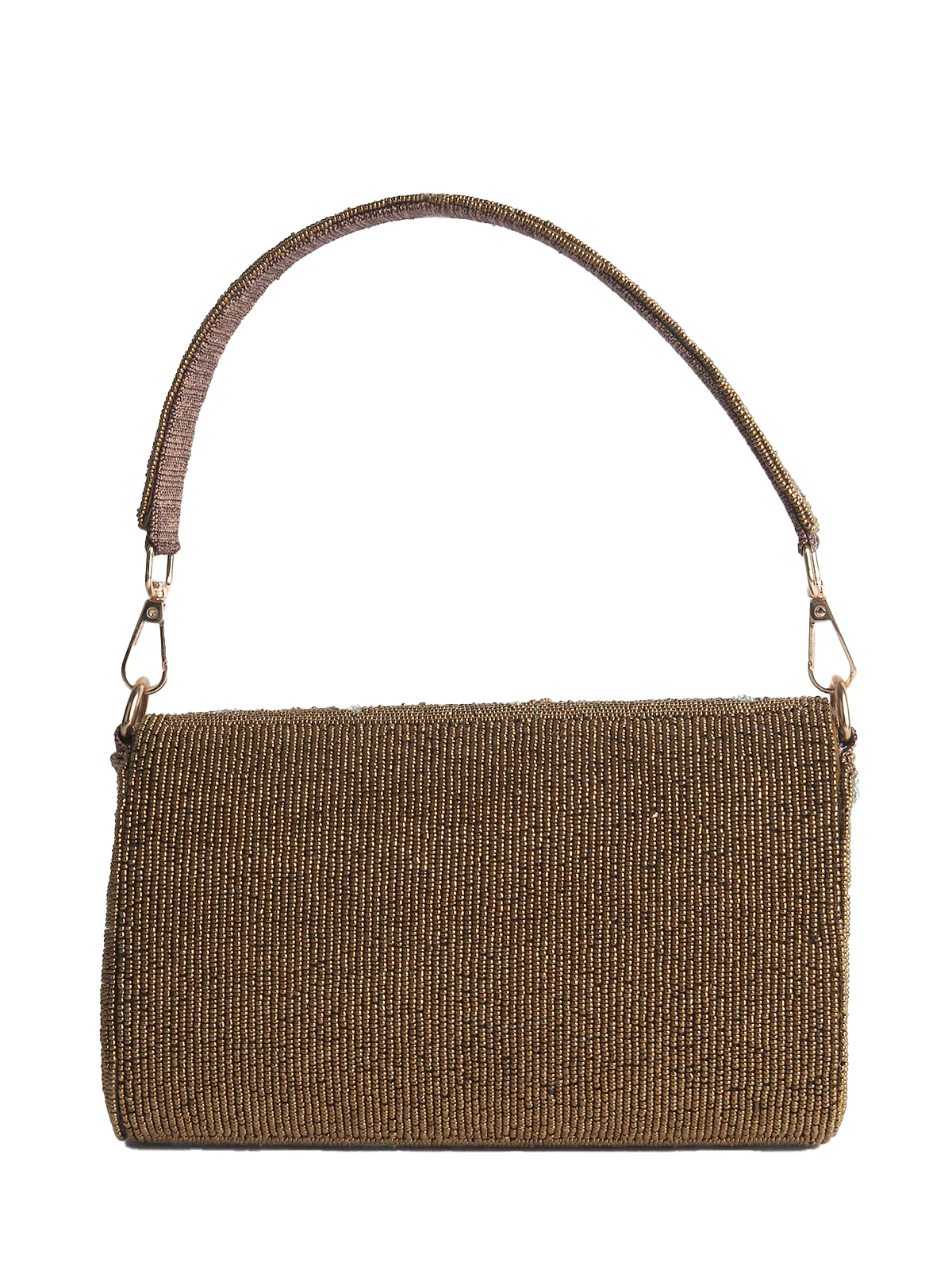 Odette Brown Embellished Structured Clutch For Women - Image 5