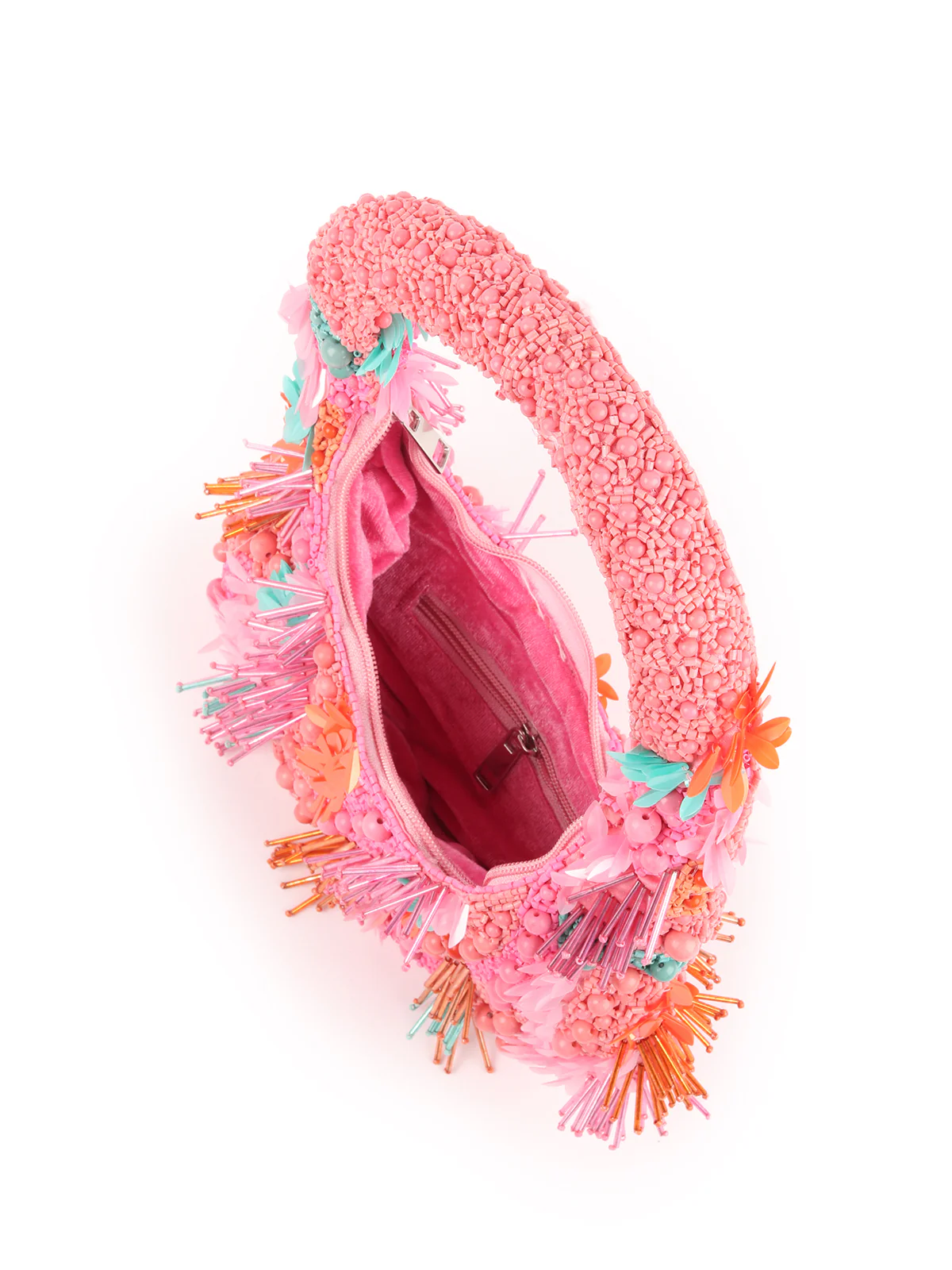 Odette Multicolor Tasseled Moon Clutch For Women - Image 6