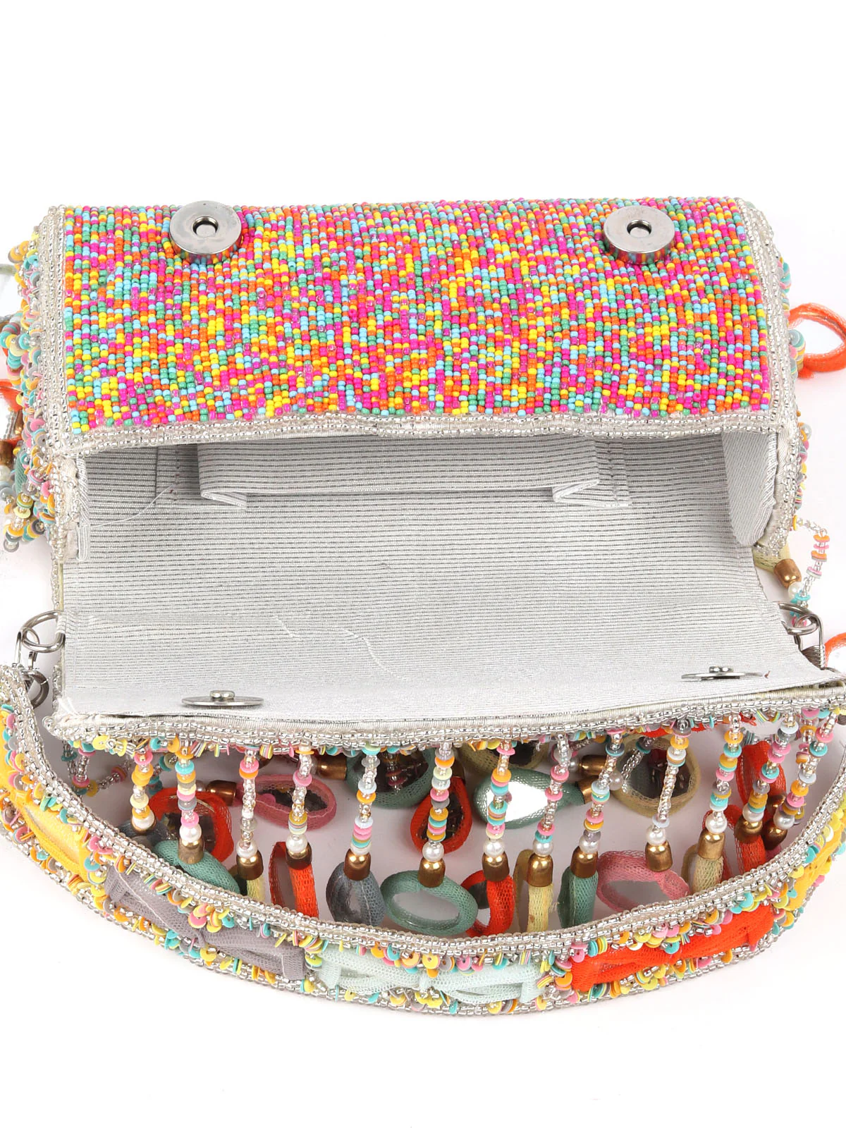Odette Multicolor Tassels Embellished Clutch For Women - Image 6