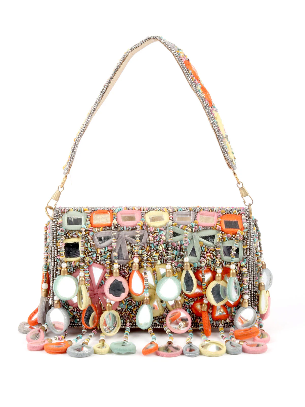 Odette Multicolor Tassels Embellished Clutch For Women - Image 3