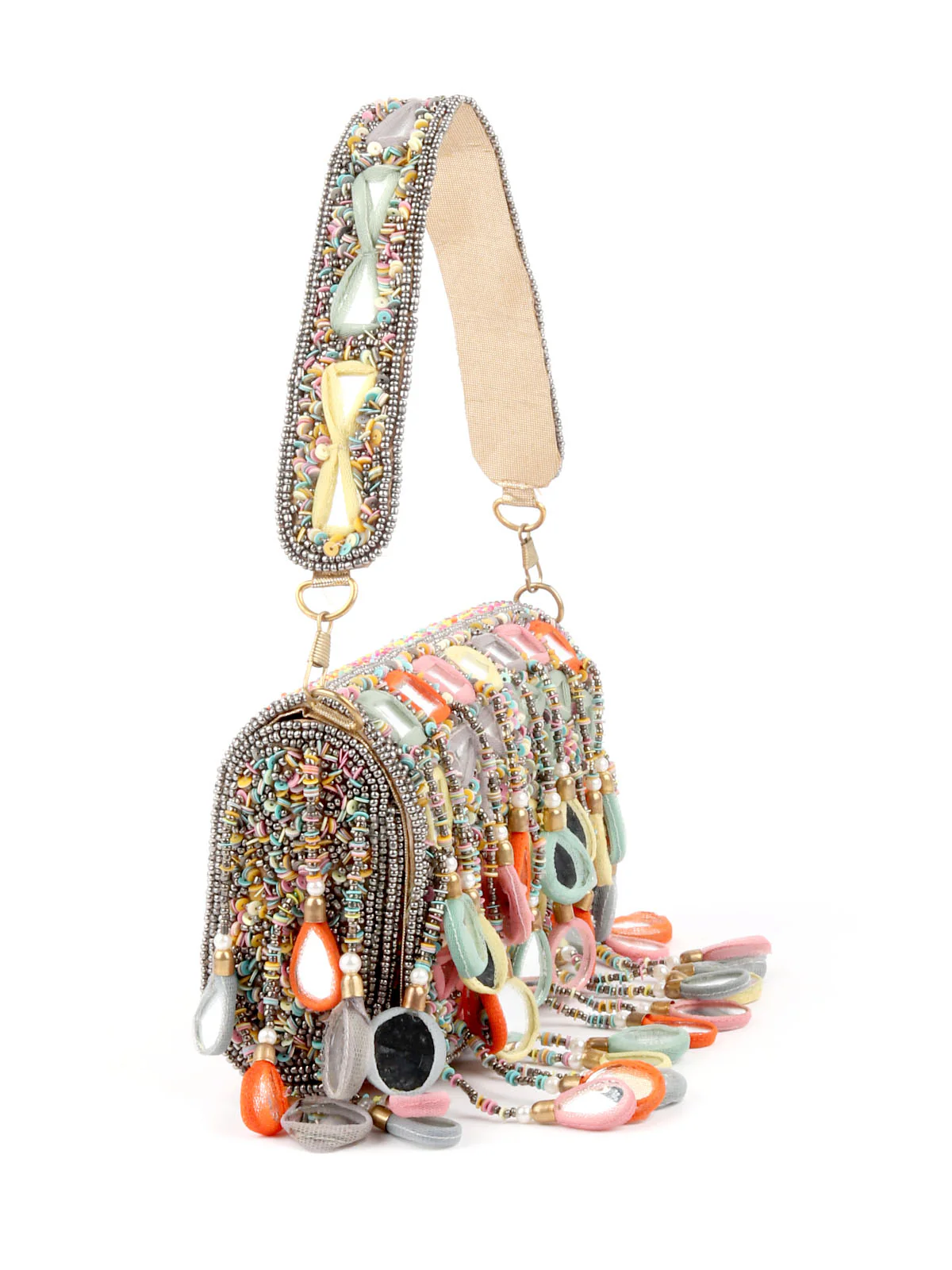 Odette Multicolor Tassels Embellished Clutch For Women - Image 4