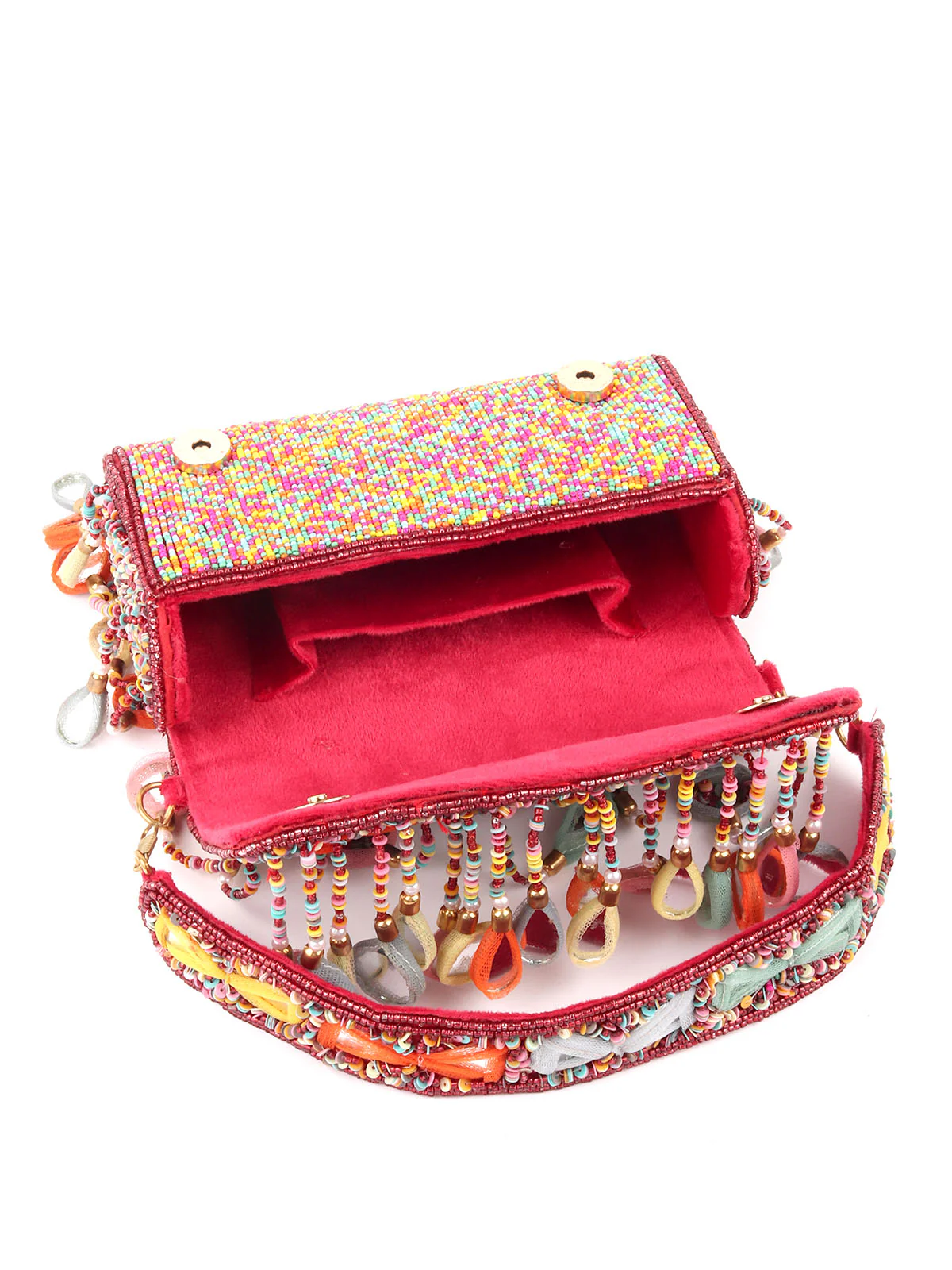 Odette Multicolor Tassels Embellished Clutch For Women - Image 4