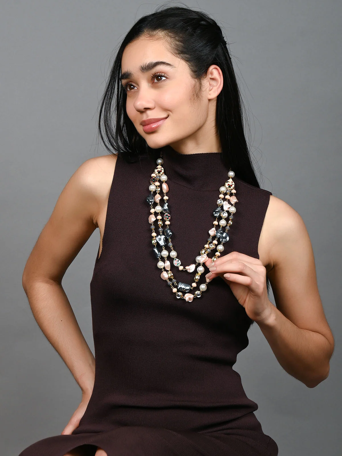 Odette Multicolour Alloy Embellished Neckpiece For Women - Image 2