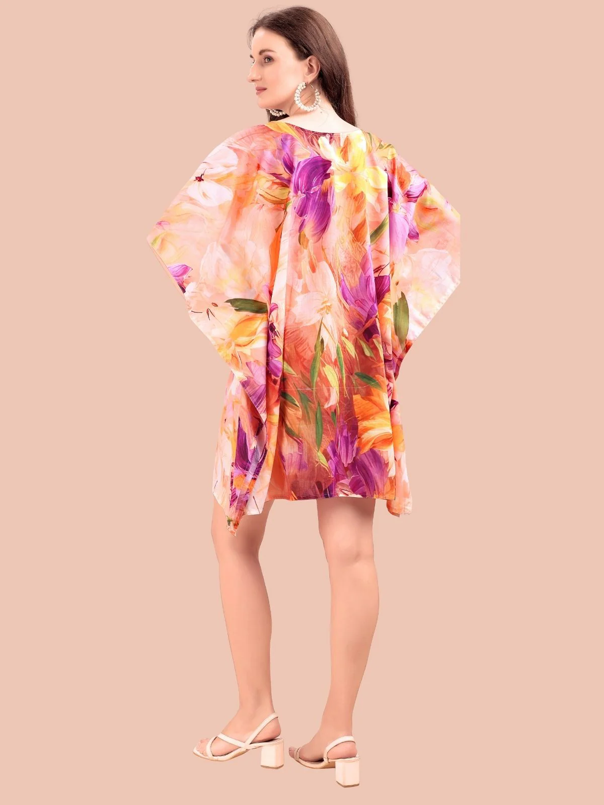 Odette Multicolour Cotton Blend Printed Kaftan For Women - Image 3
