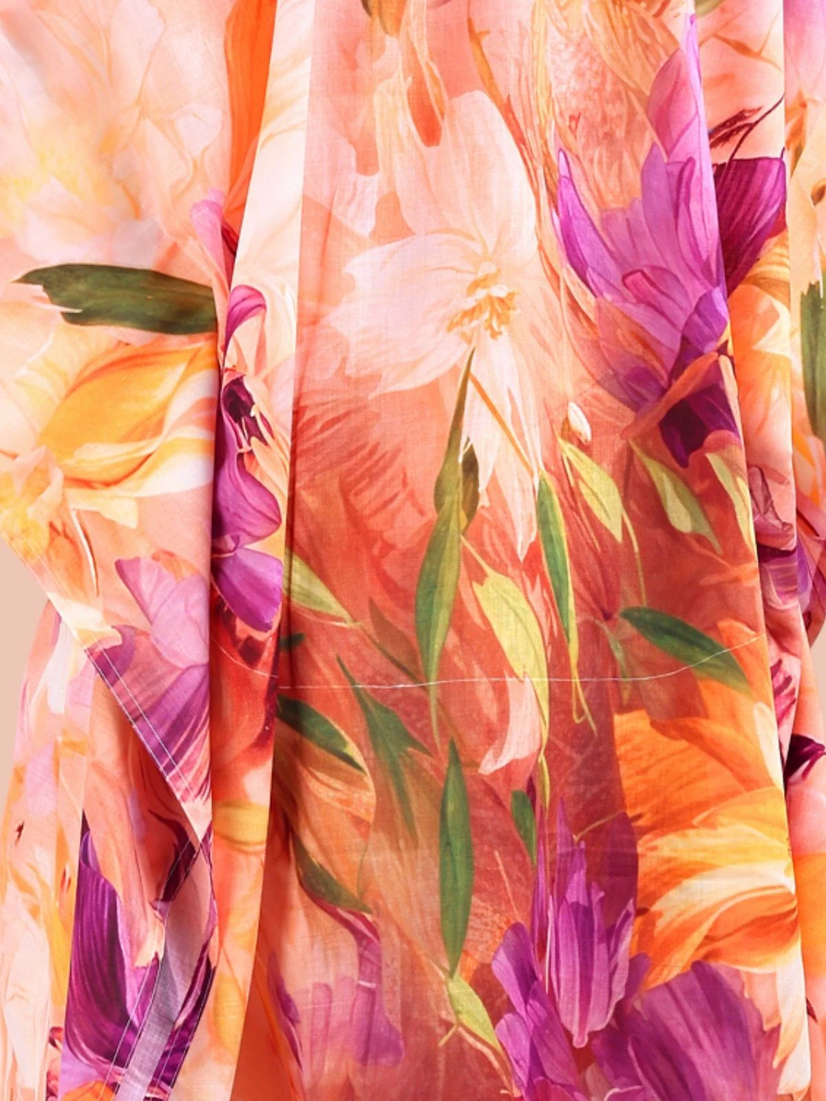 Odette Multicolour Cotton Blend Printed Kaftan For Women - Image 5