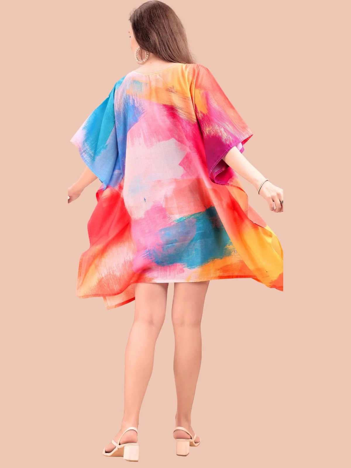 Odette Multicolour Cotton Blend Printed Kaftan For Women - Image 3