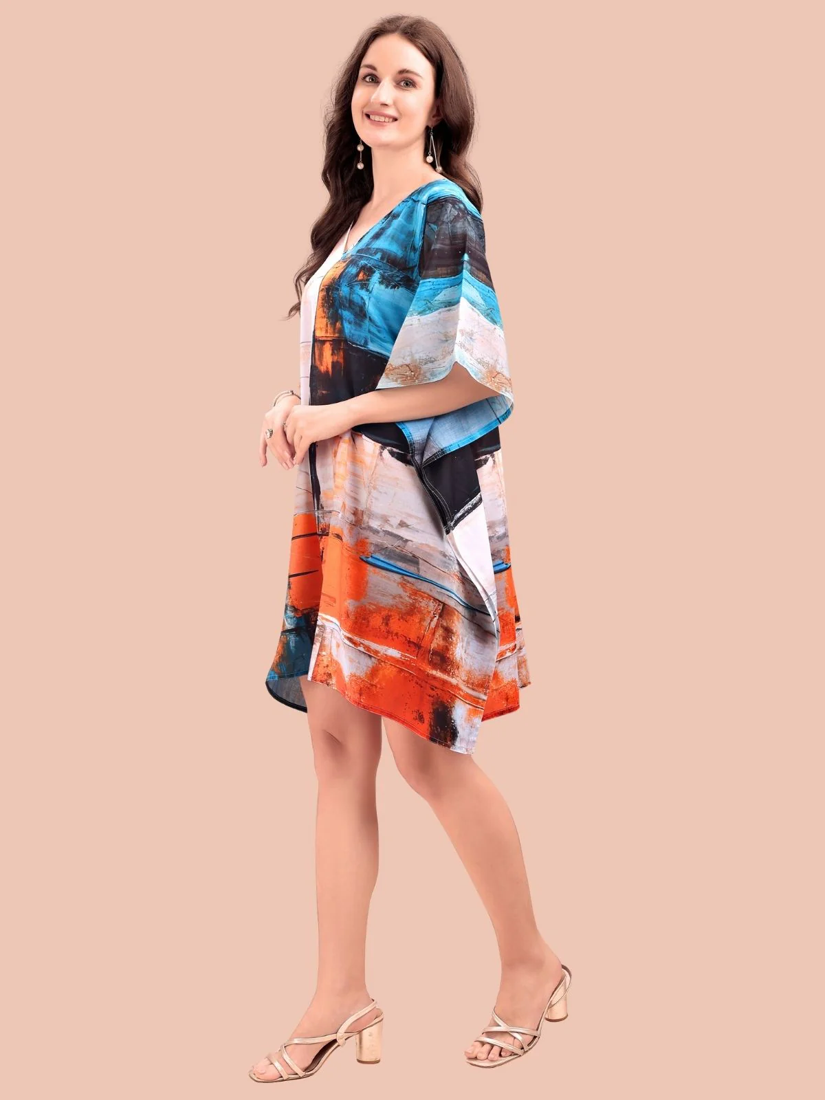 Odette Multicolour Cotton Blend Printed Kaftan For Women - Image 2