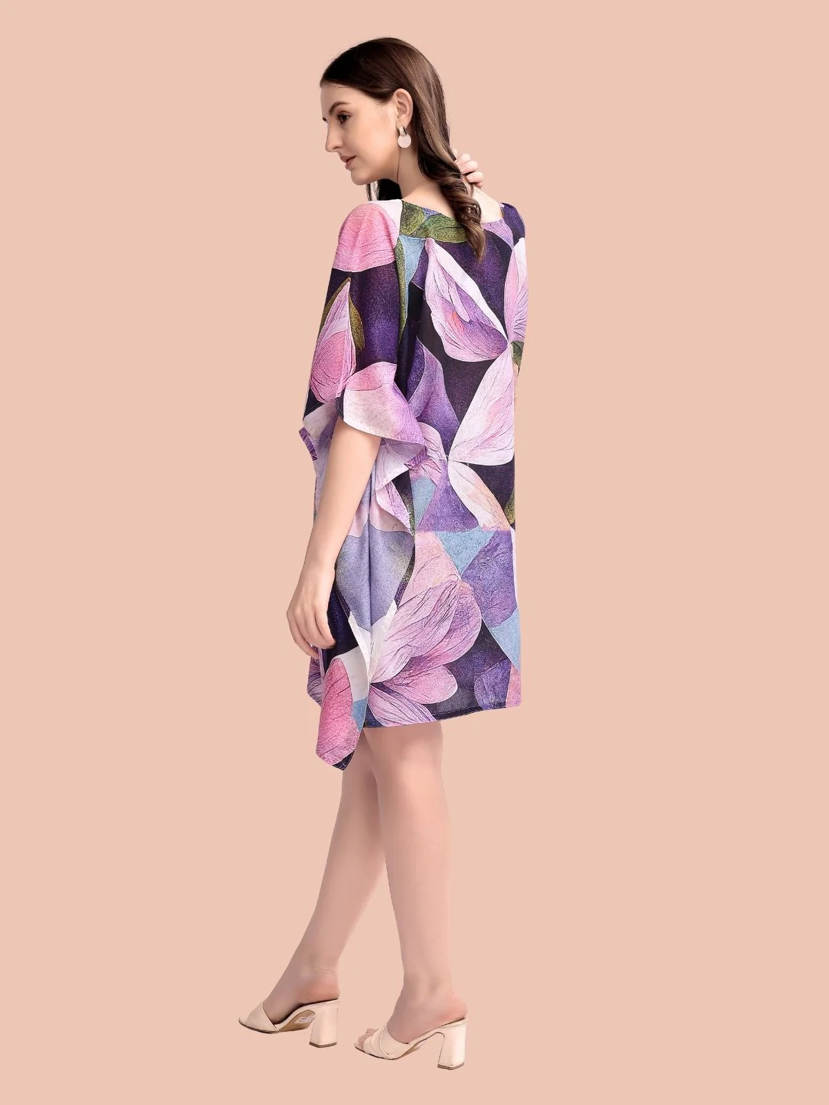 Odette Multicolour Cotton Blend Printed Kaftan For Women - Image 3