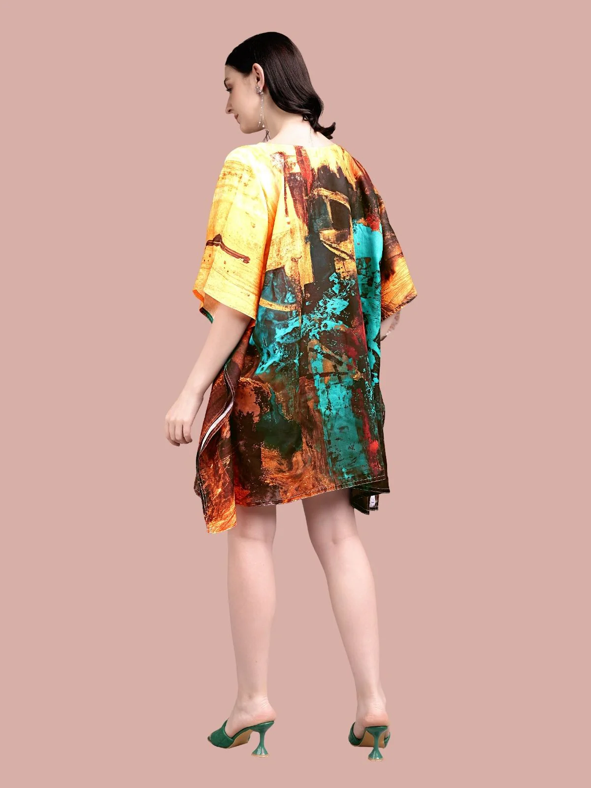 Odette Multicolour Cotton Blend Printed Kaftan For Women - Image 3