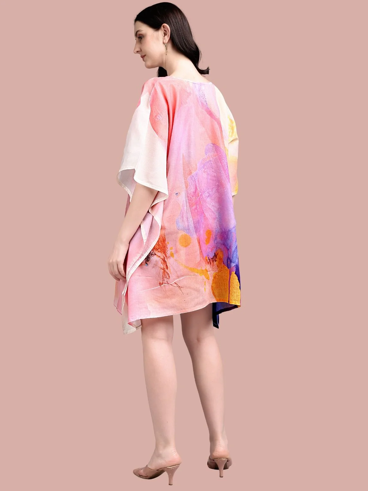 Odette Multicolour Cotton Blend Printed Kaftan For Women - Image 3