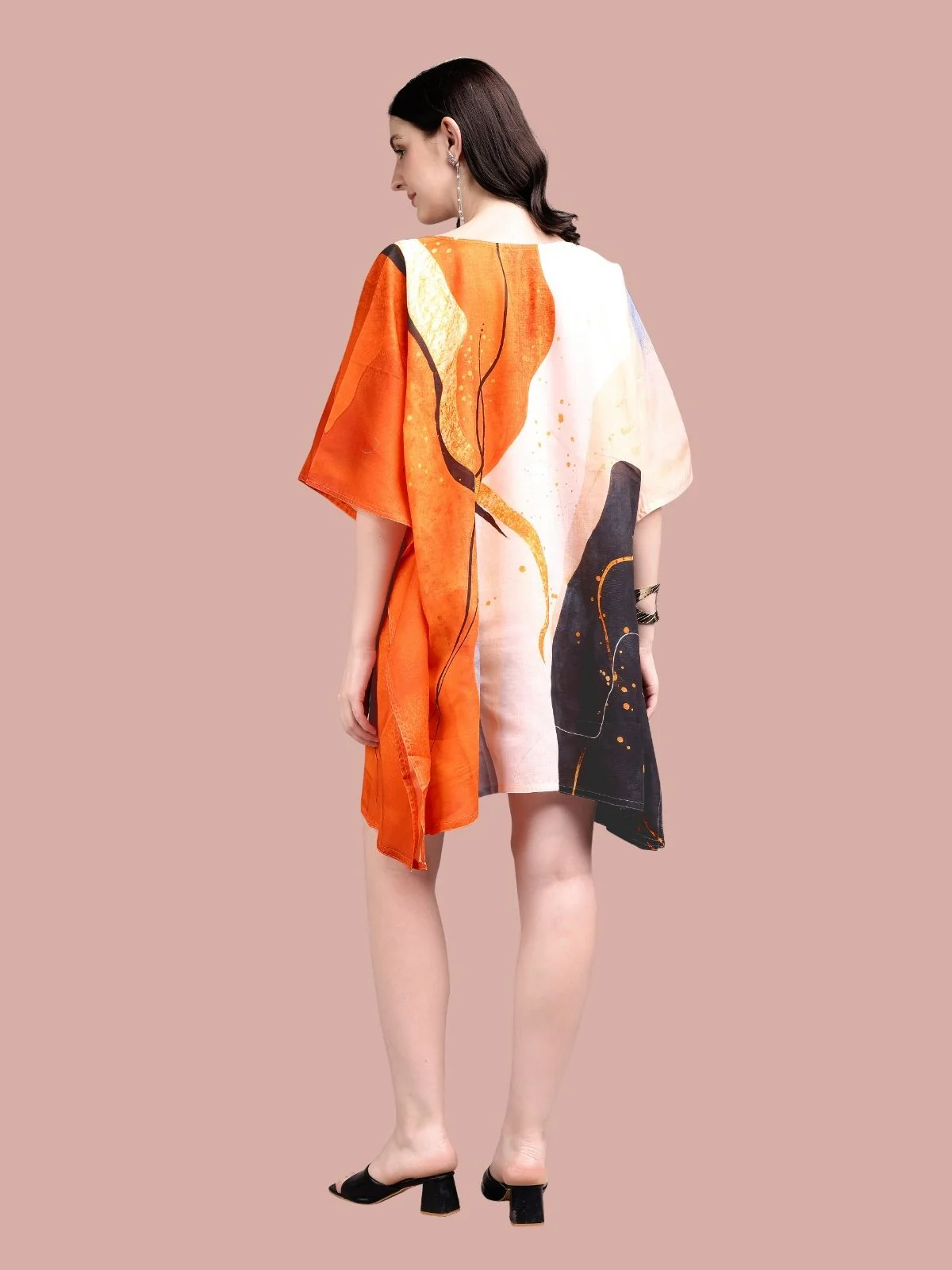 Odette Multicolour Cotton Blend Printed Kaftan For Women - Image 3