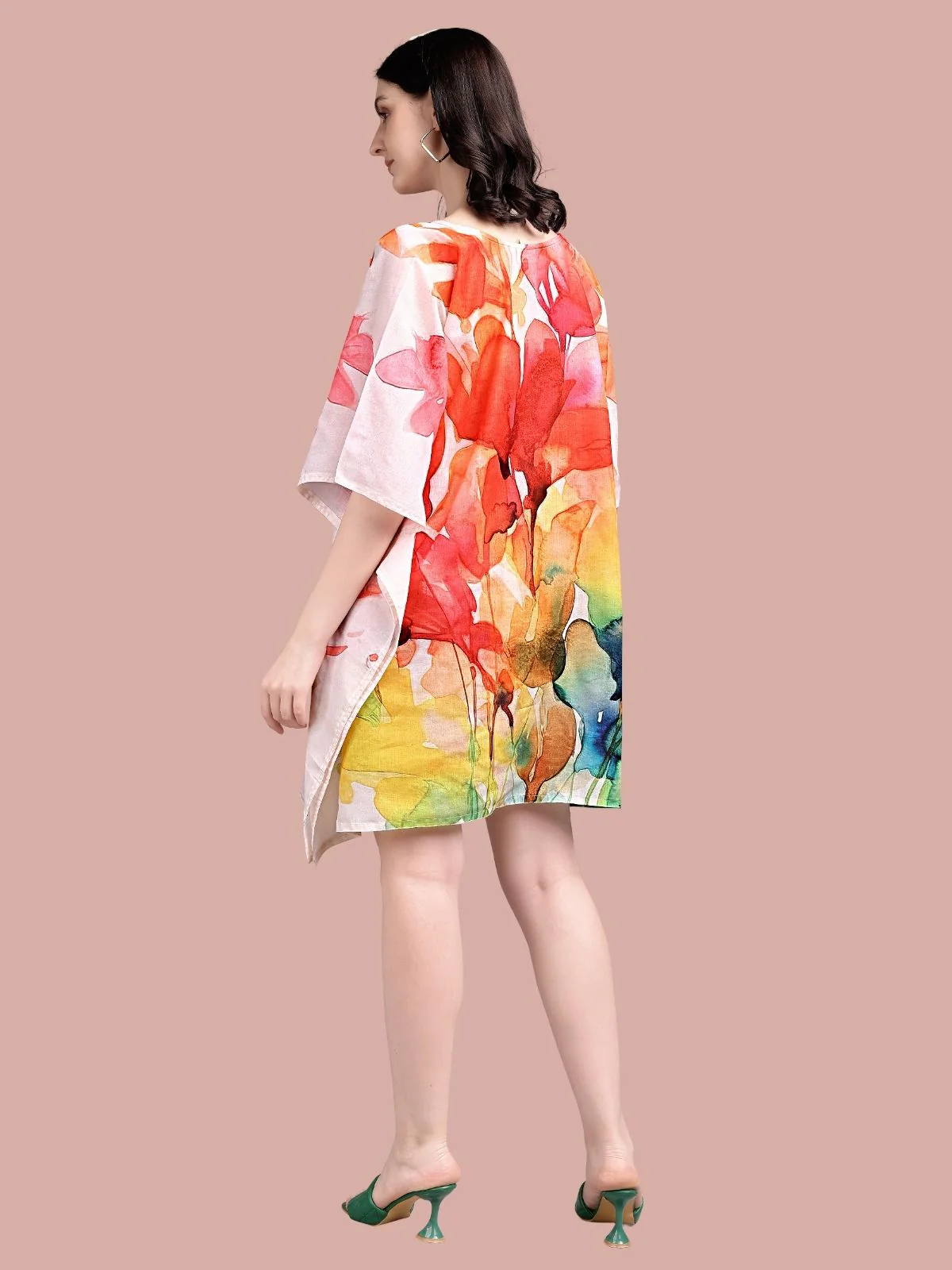 Odette Multicolour Cotton Blend Printed Kaftan For Women - Image 2
