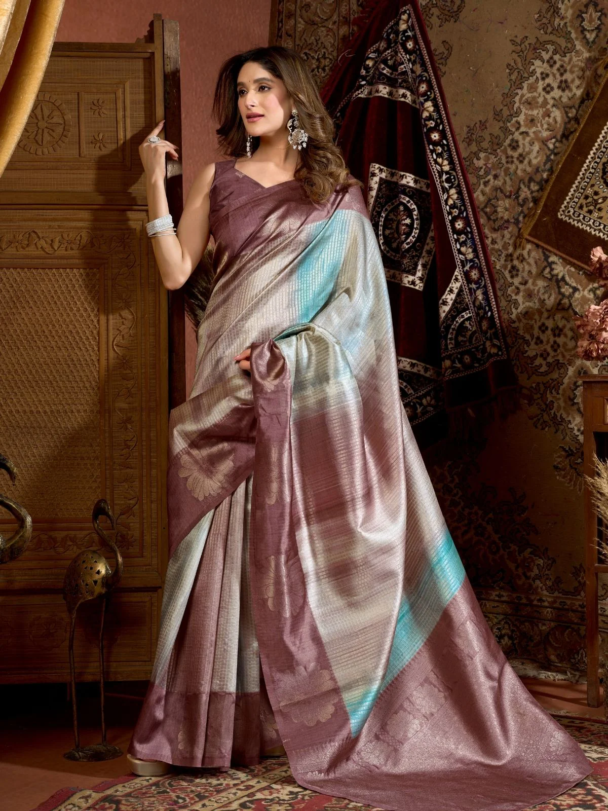 Odette Multicolour Cotton Blend Printed Saree For Women