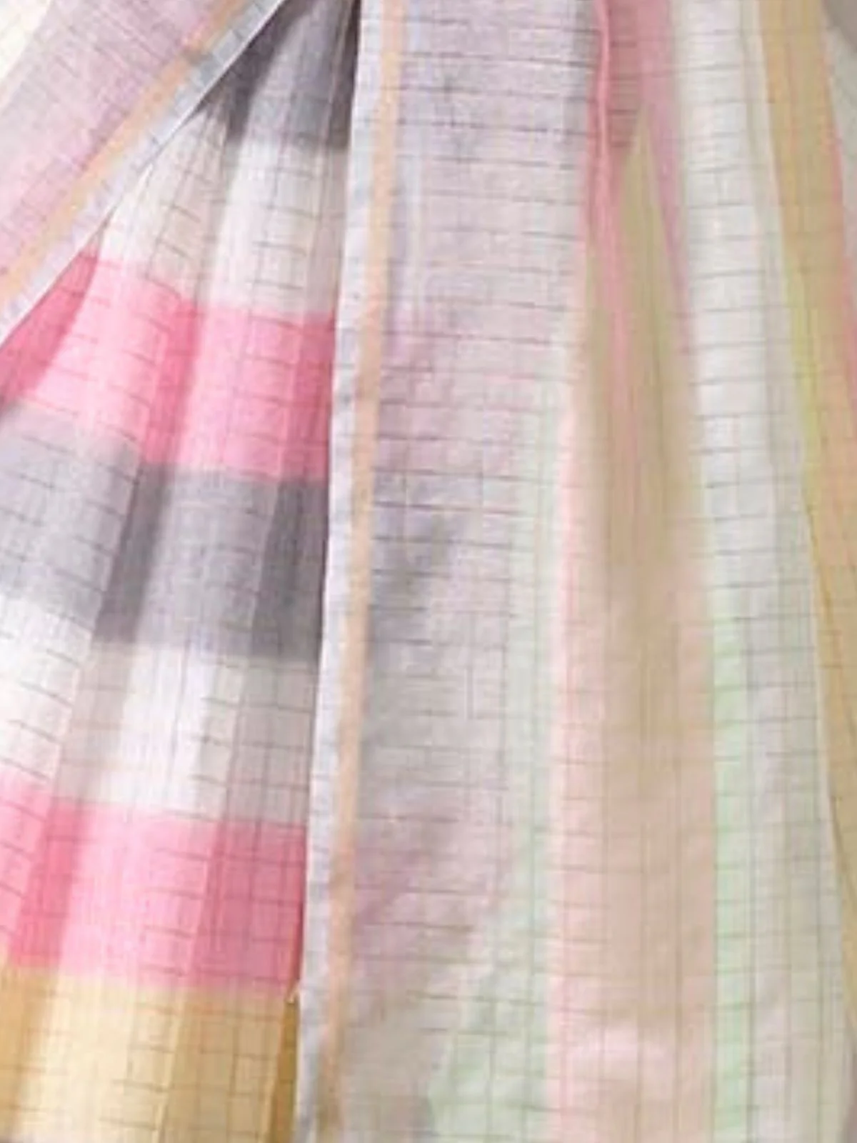 Odette Multicolour Cotton Linen Solid Printed Saree For Women - Image 6
