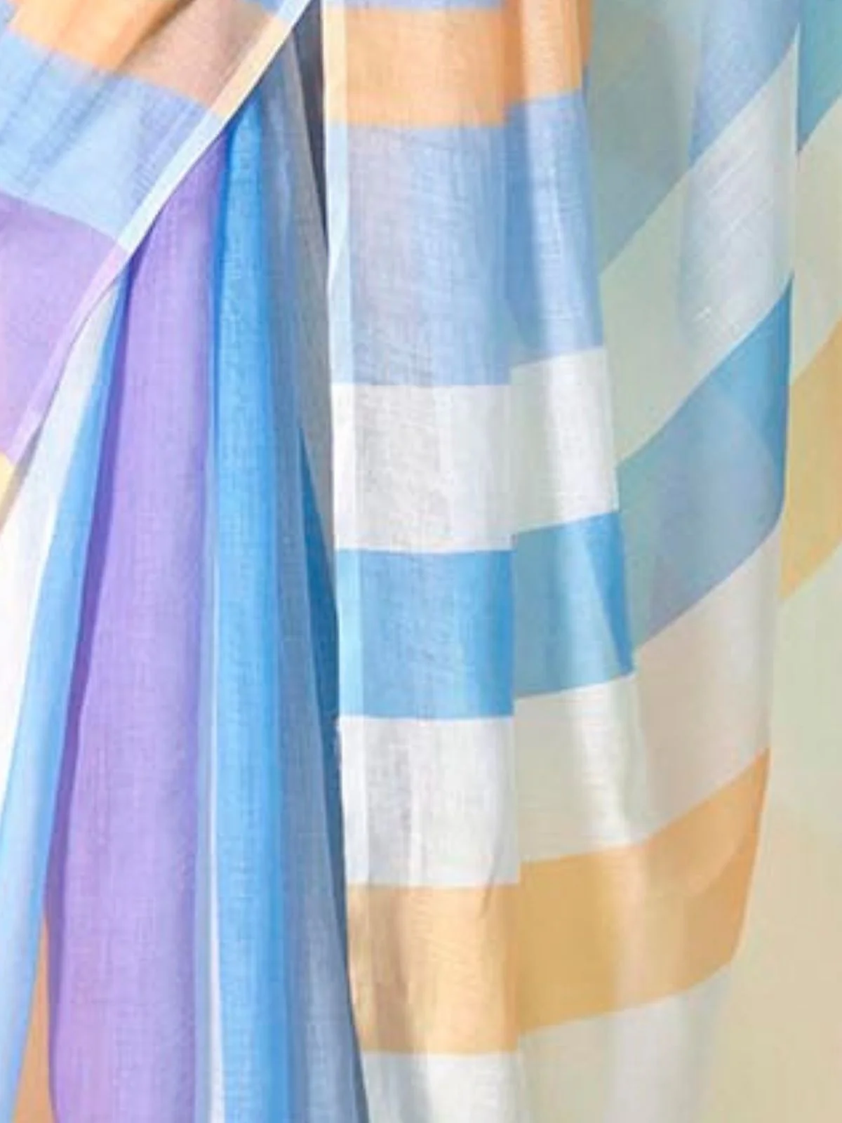 Odette Multicolour Cotton Linen Solid Printed Saree For Women - Image 5