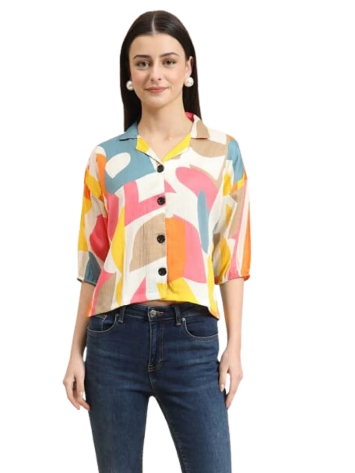 Odette Multicolour Delta Printed Shirt For Women - Image 2