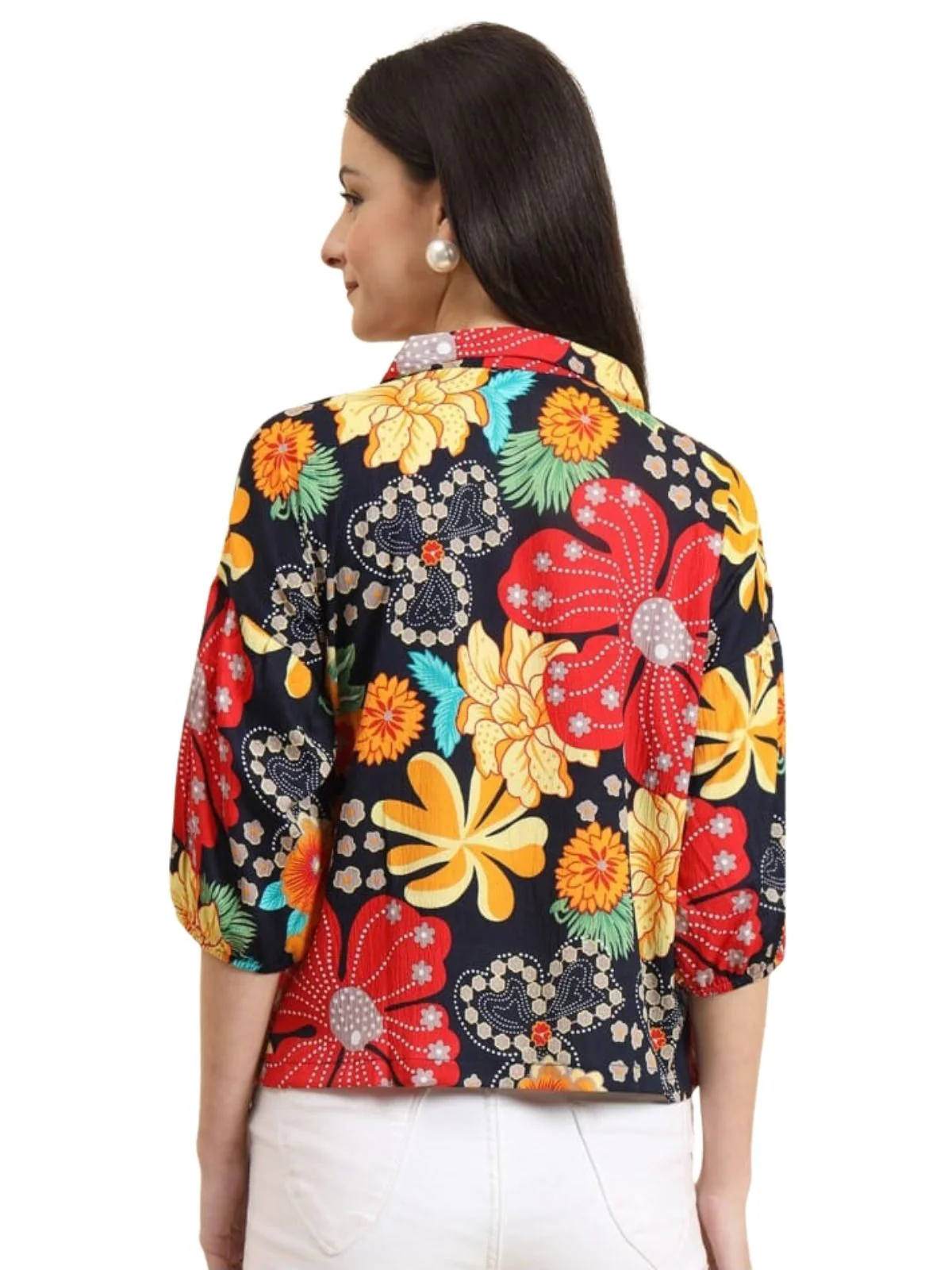Odette Multicolour Delta Printed Shirt For Women - Image 3